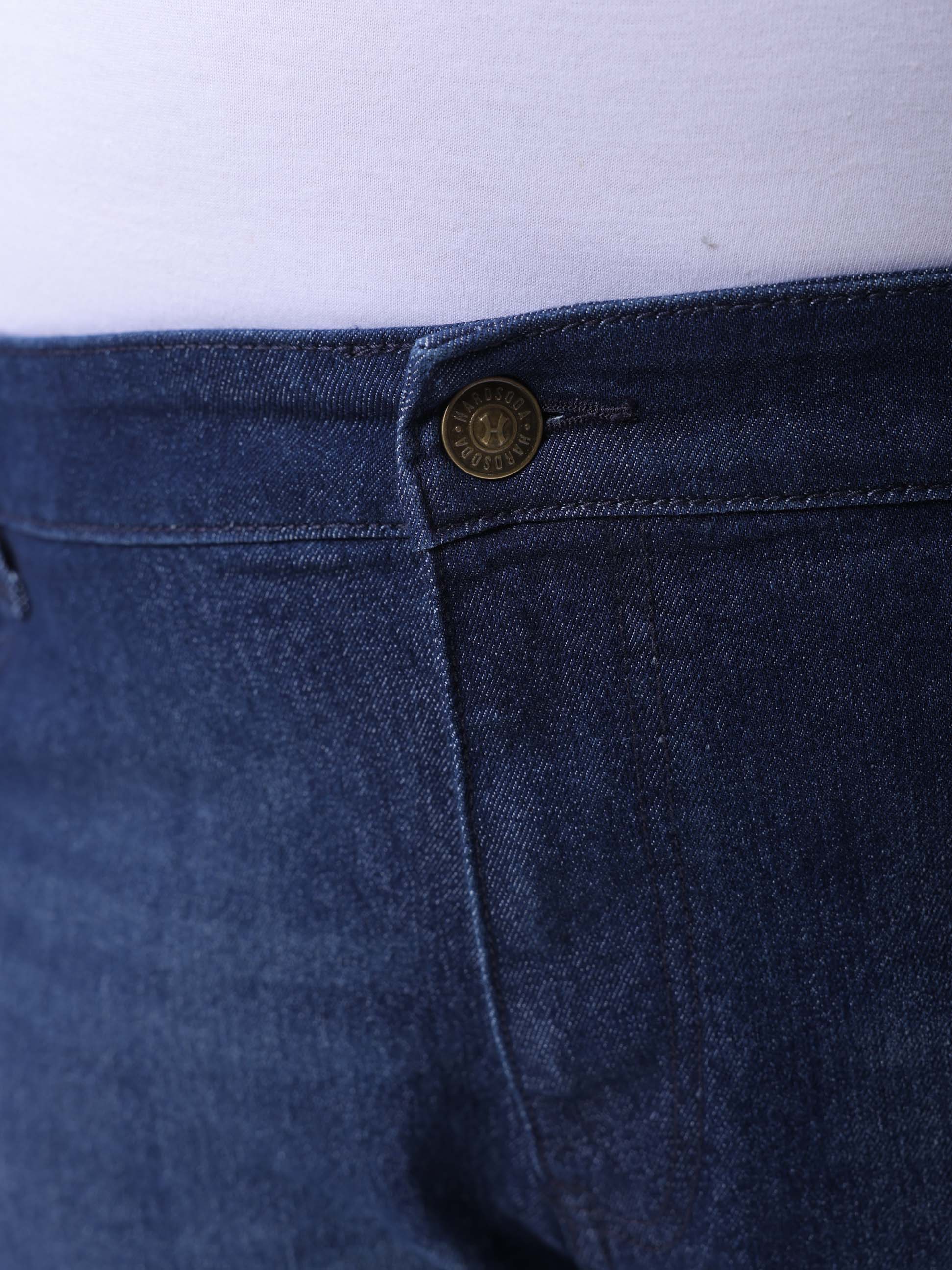 Men's Plus Size Blue Vintage Straight Fit Solid Jeans - Image 6
