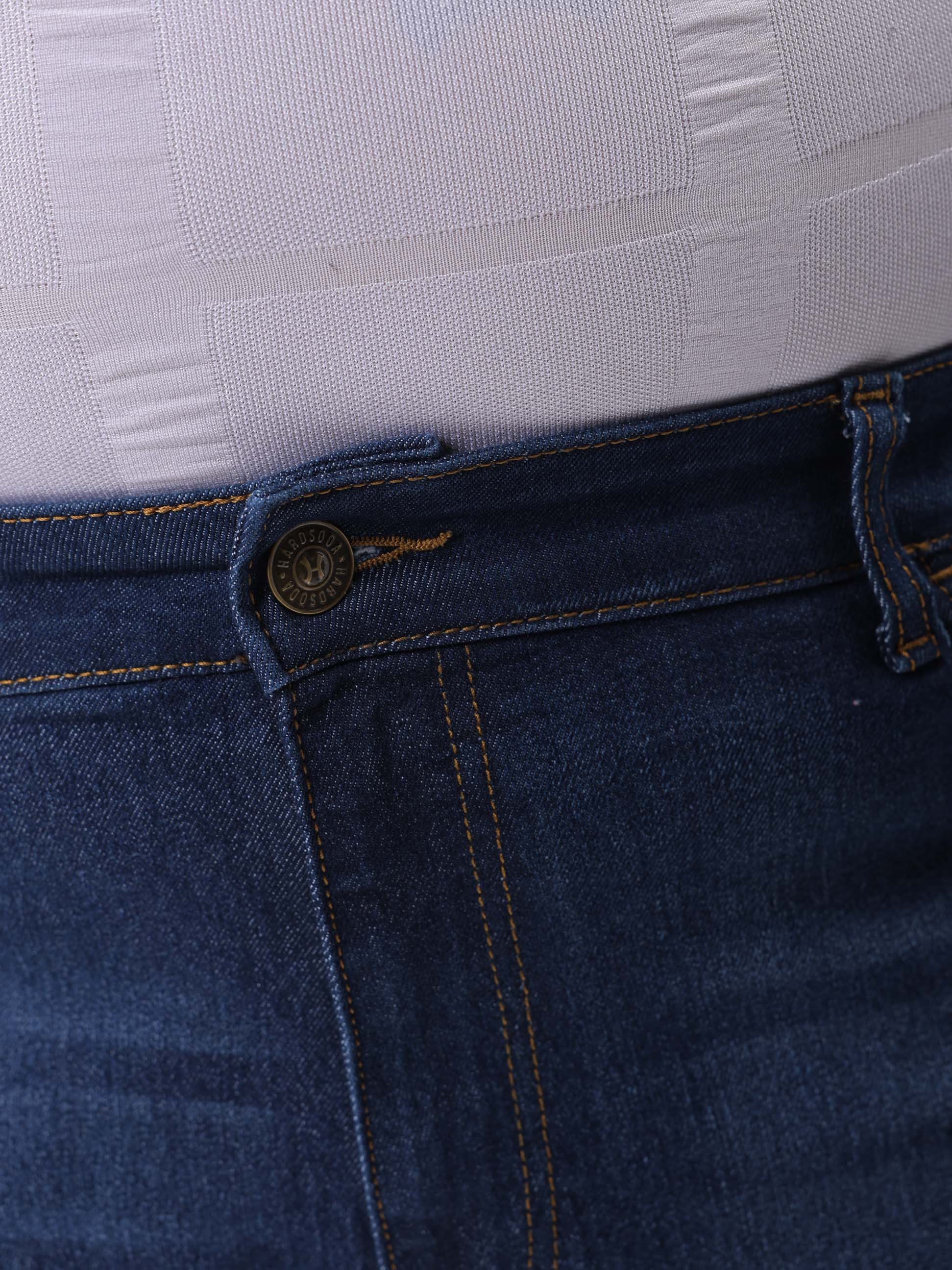 Men's Plus Size Blue Vintage Straight Fit Solid Jeans - Image 6