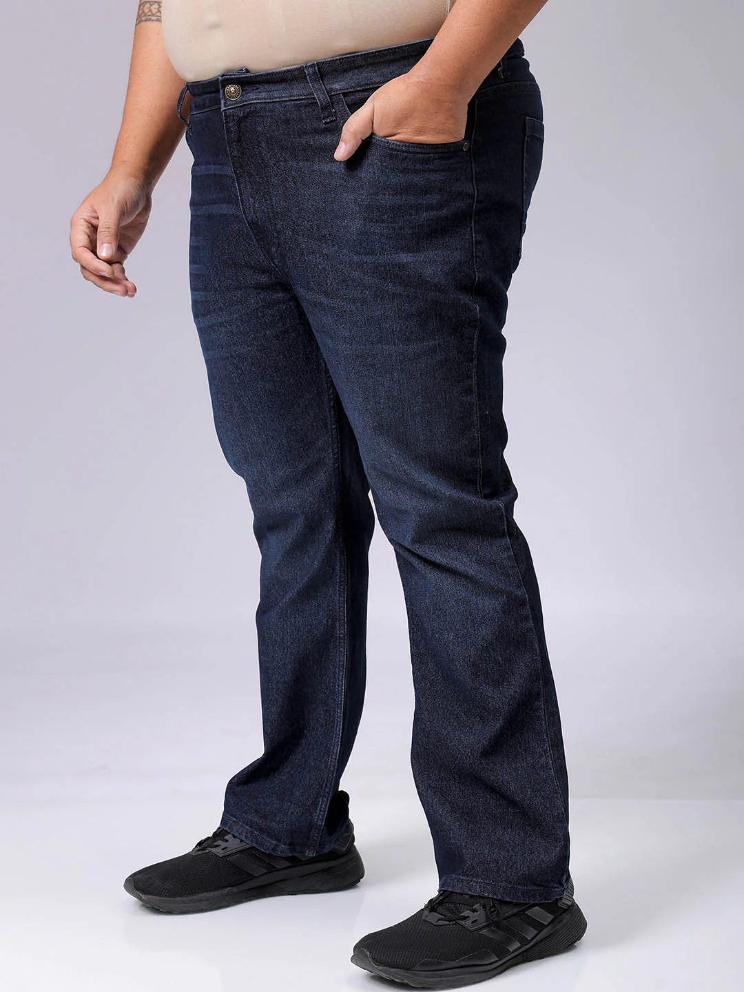 Men's Plus Size Bootcut Solid Jeans - Image 2