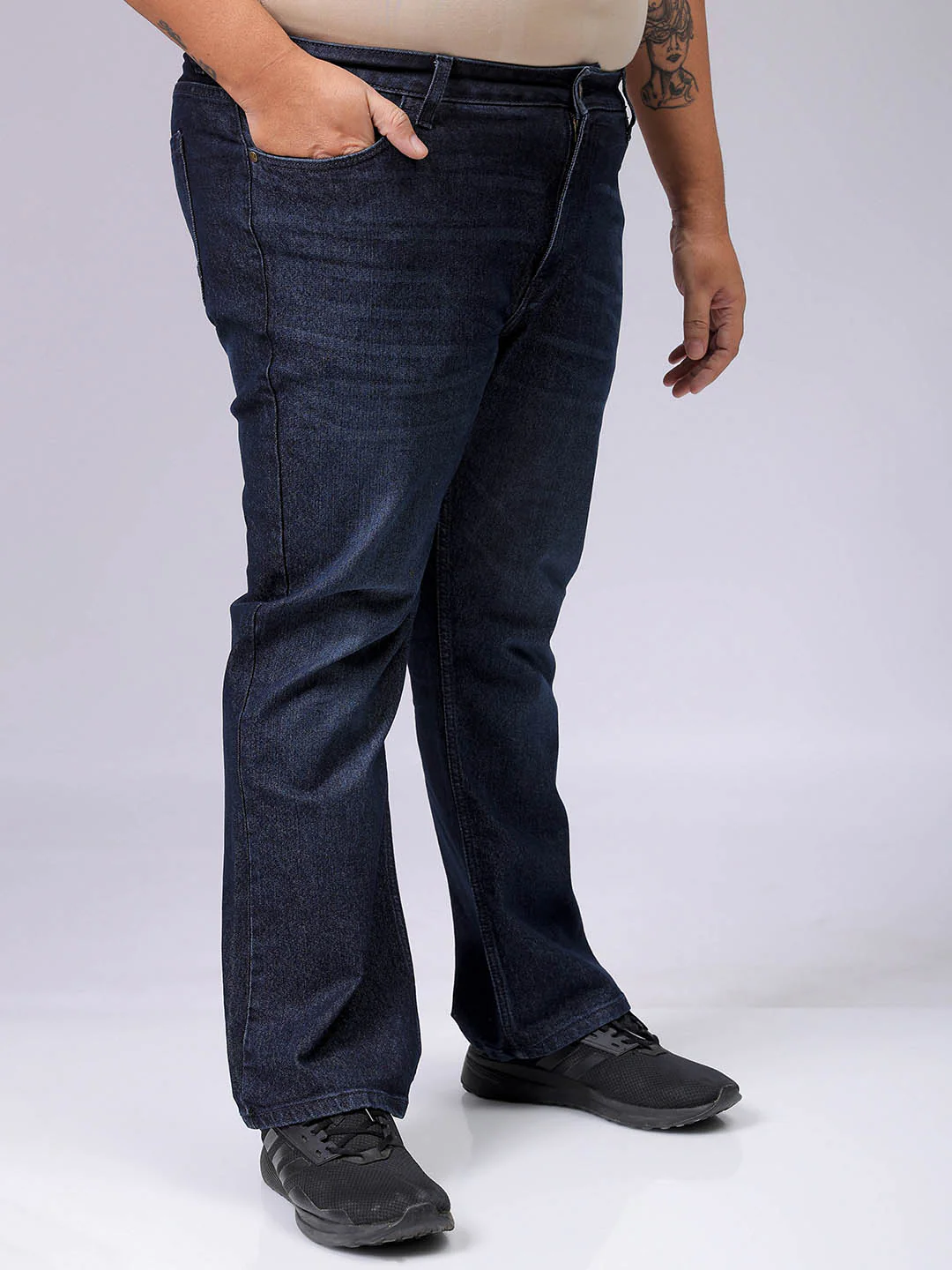 Men's Plus Size Bootcut Solid Jeans - Image 4