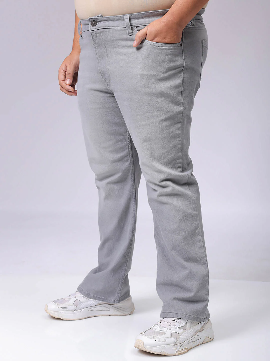 Men's Plus Size Bootcut Solid Jeans - Image 2