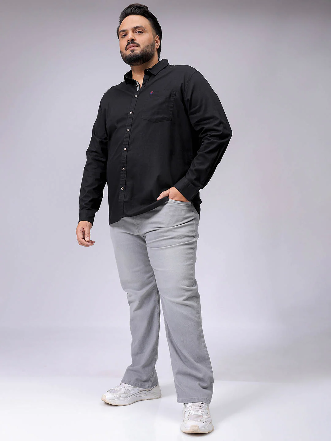 Men's Plus Size Bootcut Solid Jeans - Image 3