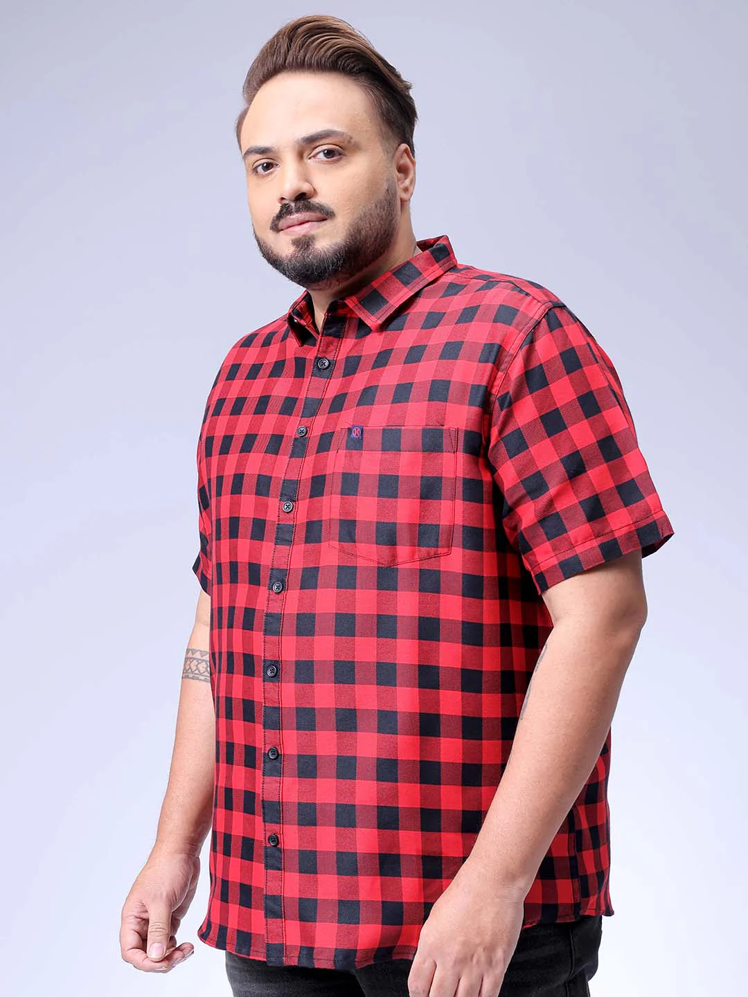 Men's Plus Size Checked Casual Shirt - Image 2