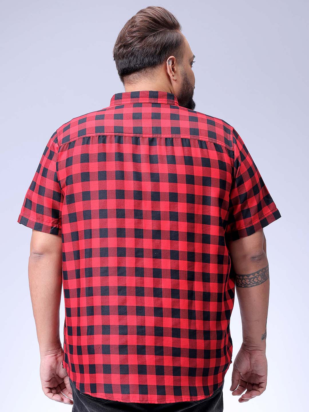 Men's Plus Size Checked Casual Shirt - Image 5