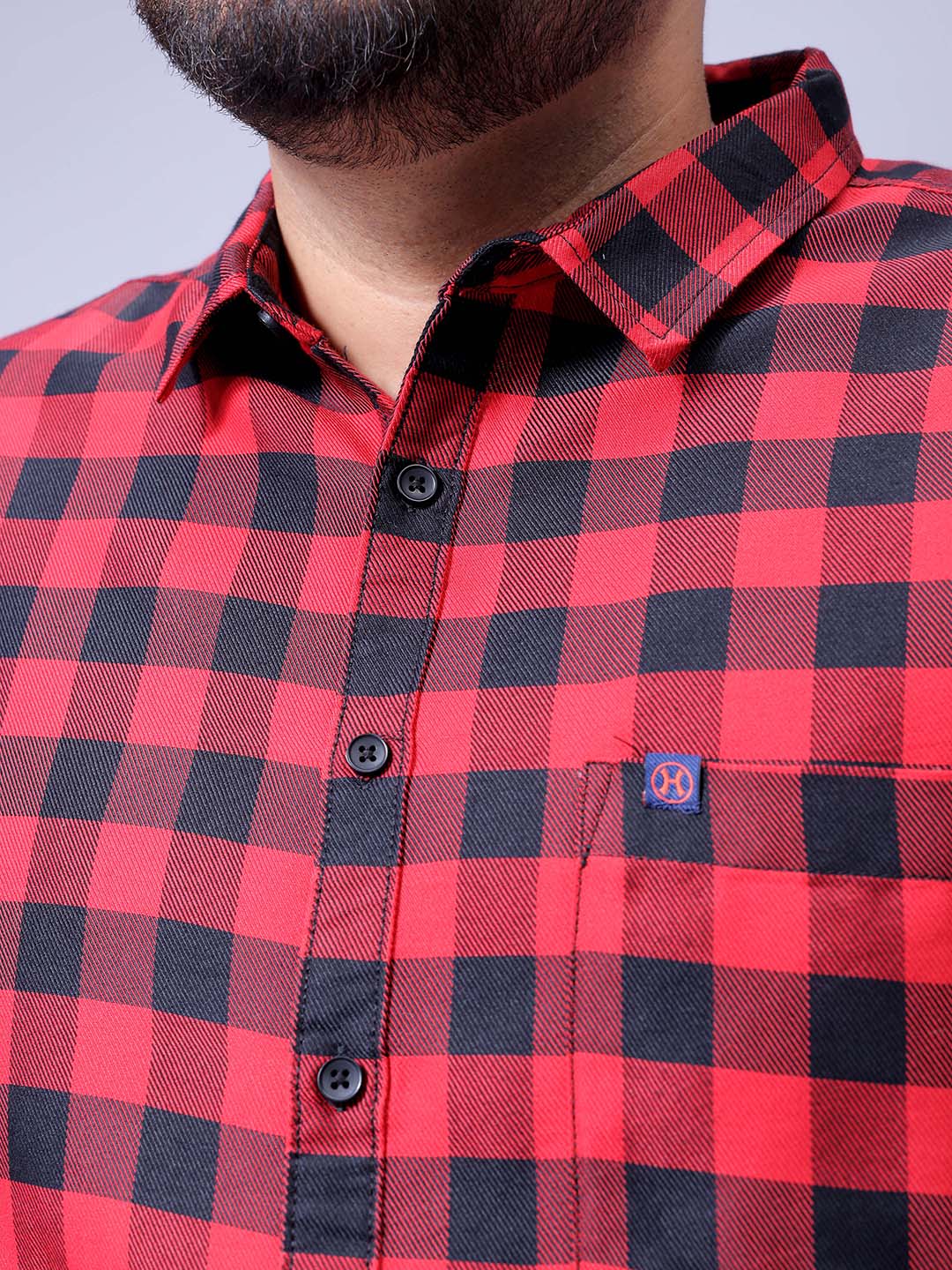 Men's Plus Size Checked Casual Shirt - Image 6
