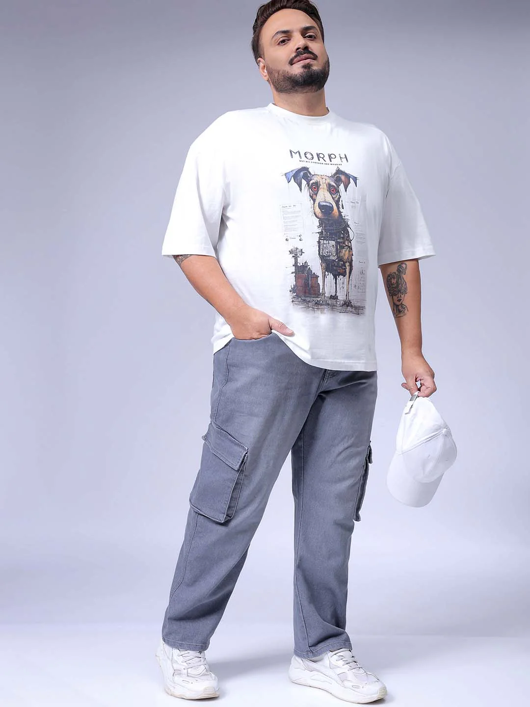 Men's Grey Relaxed Fit Casual Jeans - Image 3