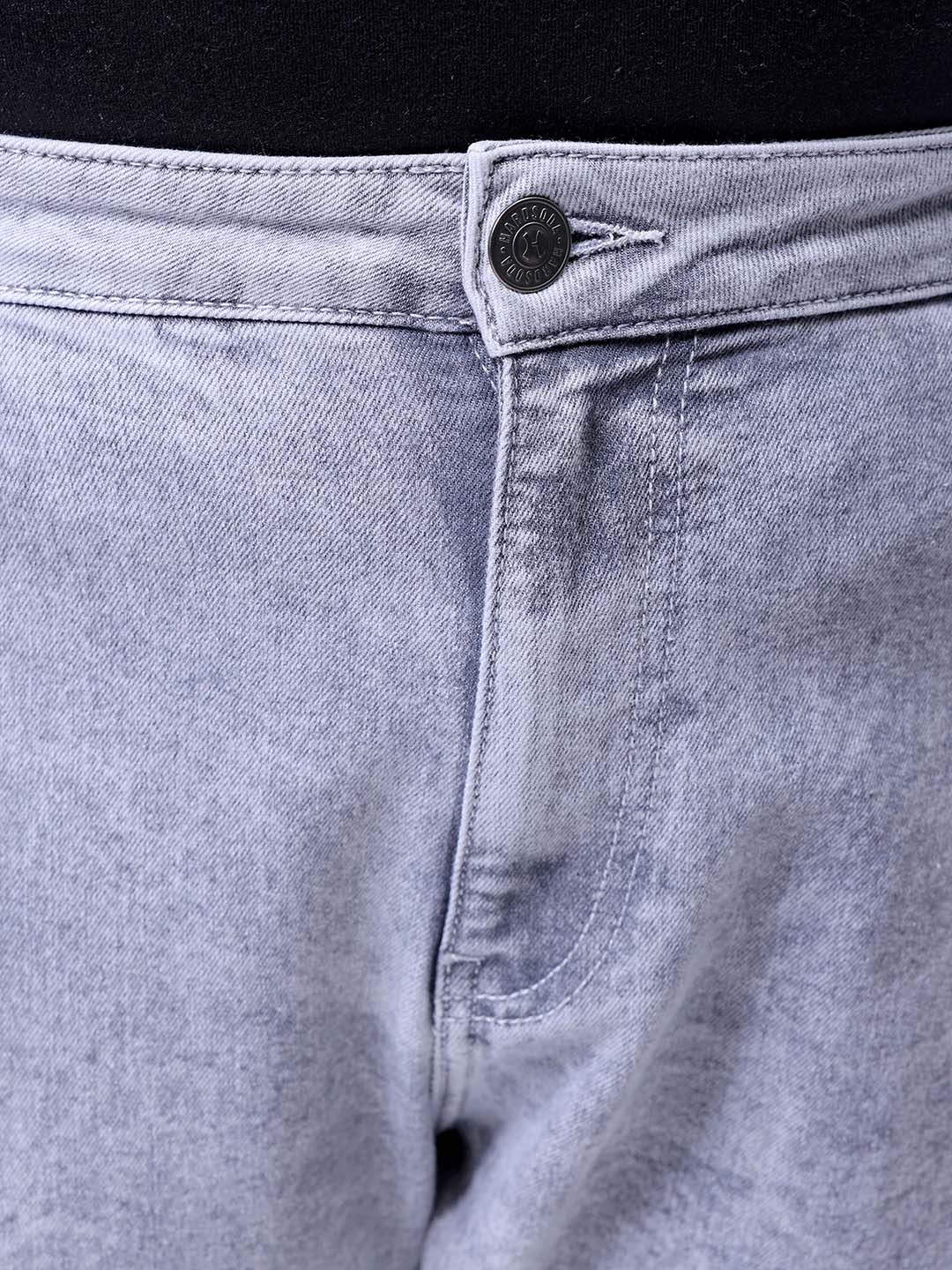 Men's Grey Relaxed Fit Casual Jeans - Image 6