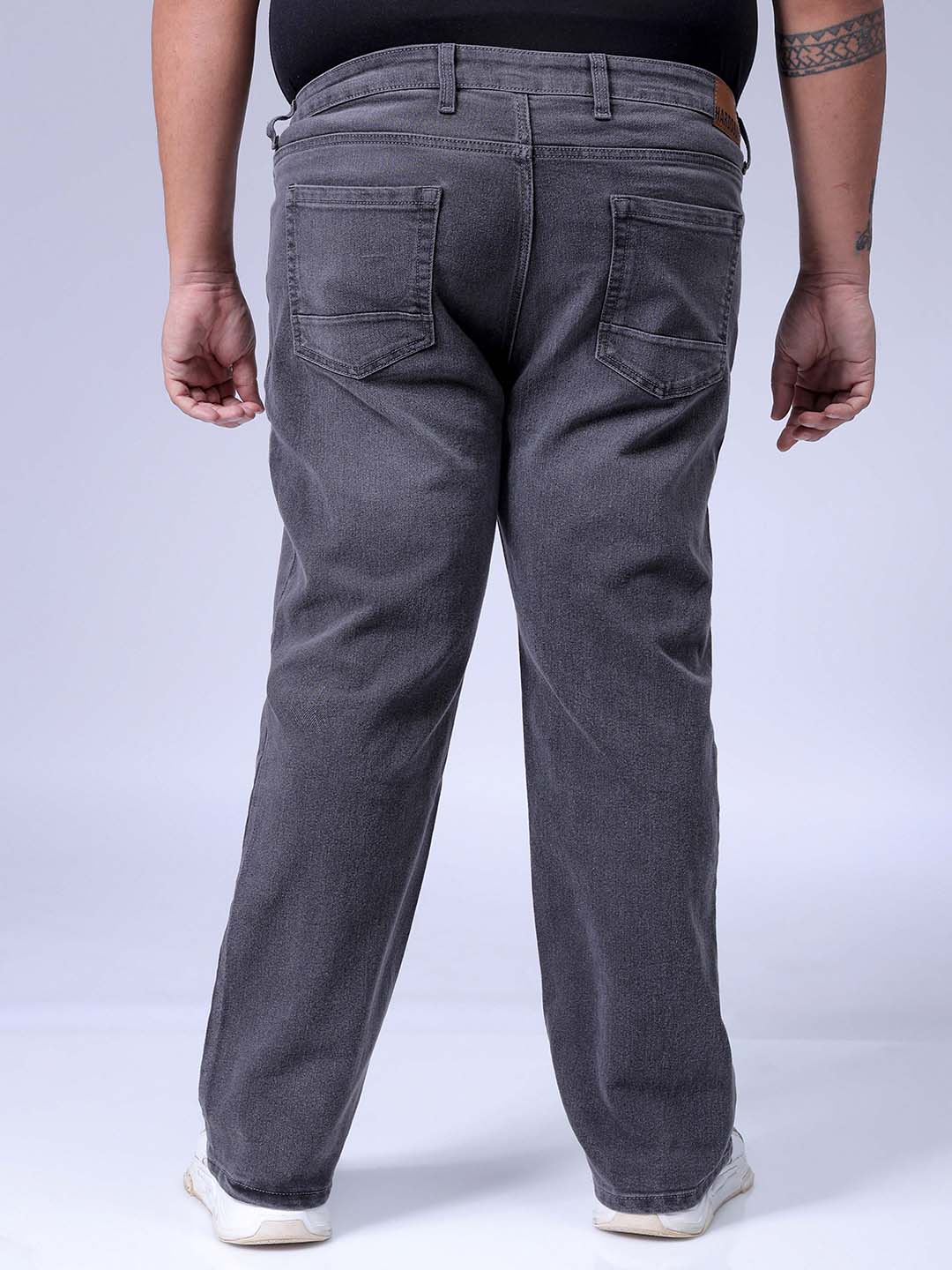 Men's Plus Size Grey Bootcut Fit Solid Stretchable Jeans - Image 5