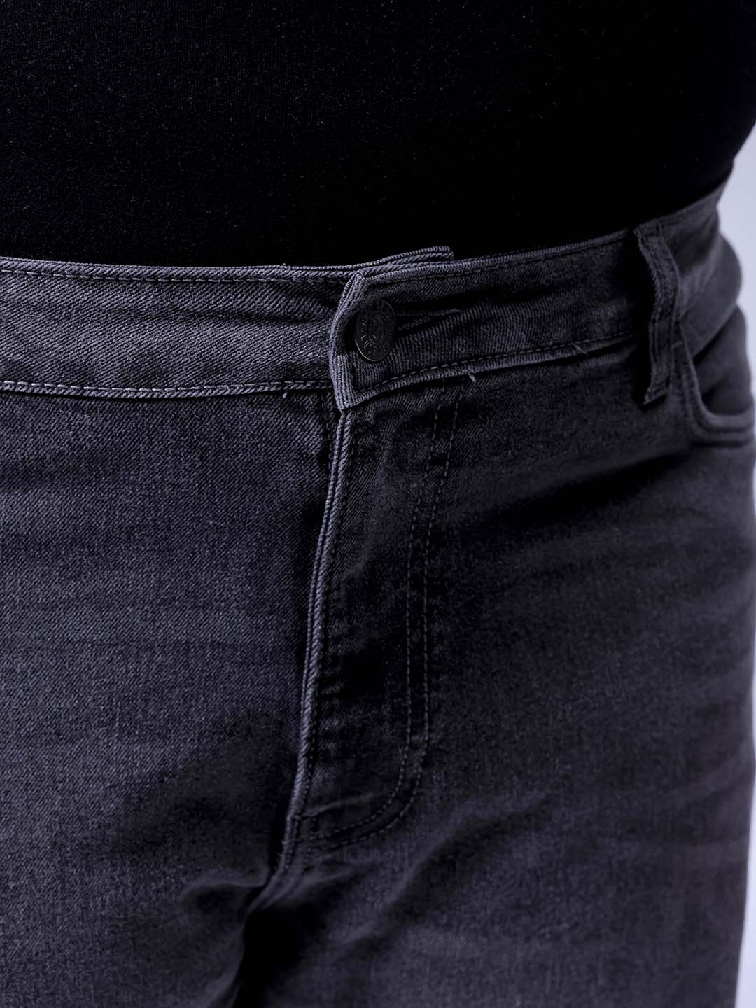 Men's Plus Size Grey Bootcut Fit Solid Stretchable Jeans - Image 7