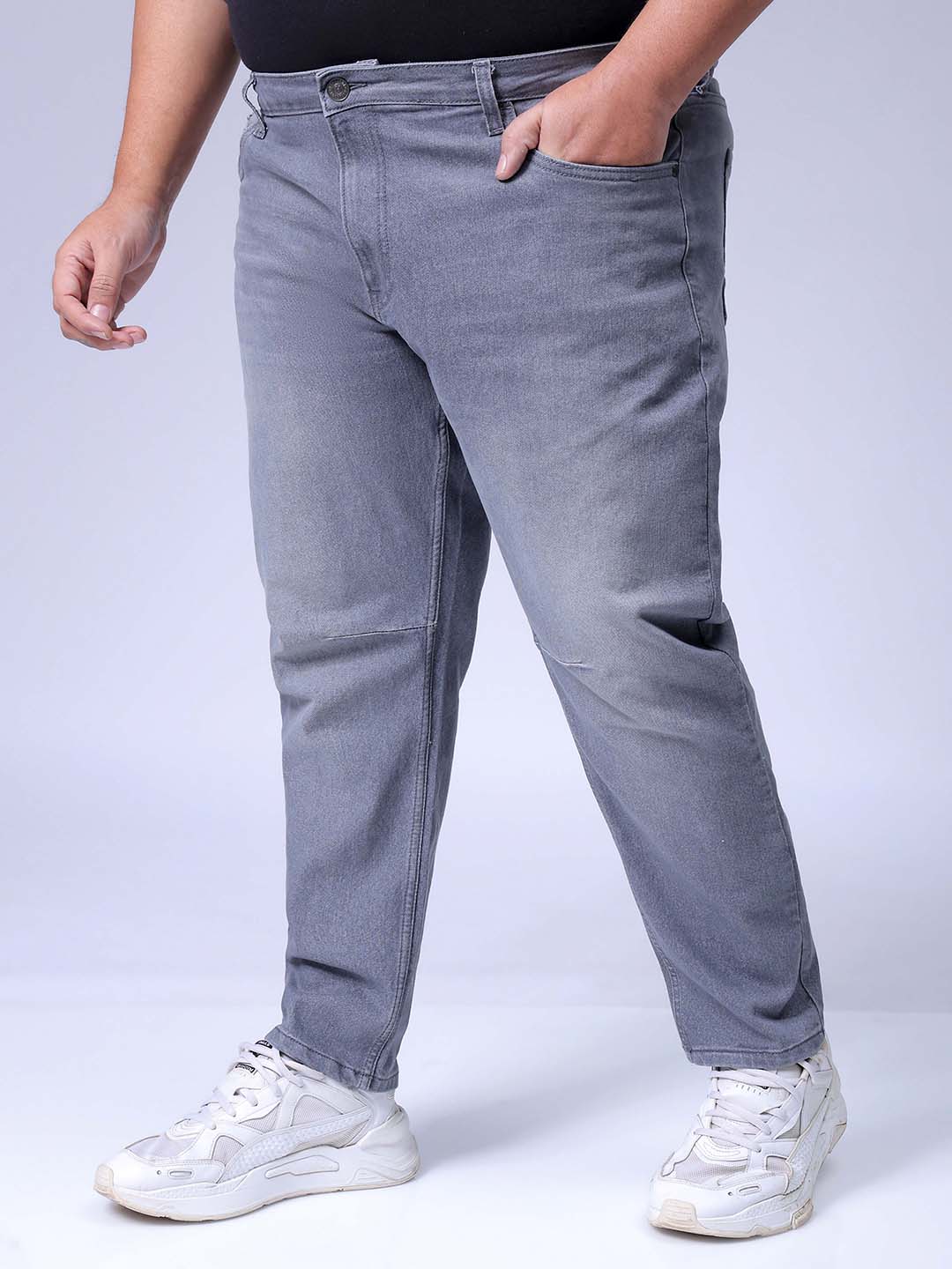 Men's Grey Carrot Fit Casual Jeans - Image 3