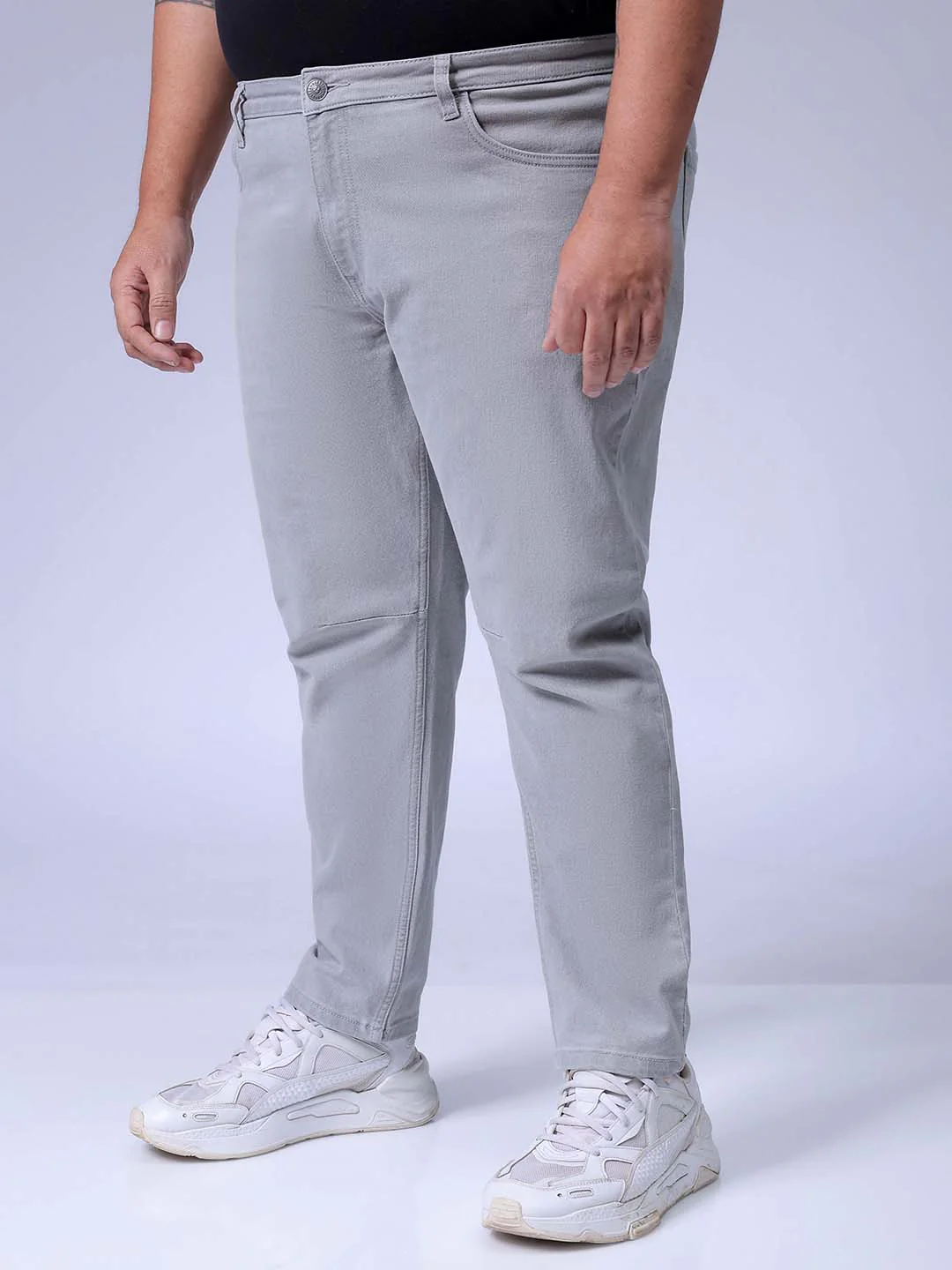 Men's Grey Carrot Fit Casual Jeans - Image 3