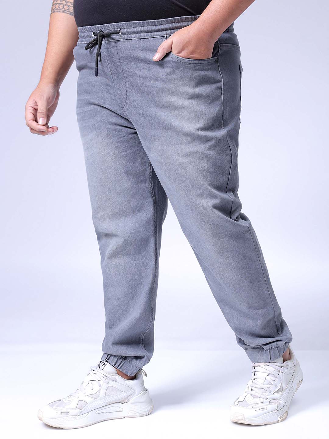 Men's Grey Slim Fit Casual Jeans - Image 2
