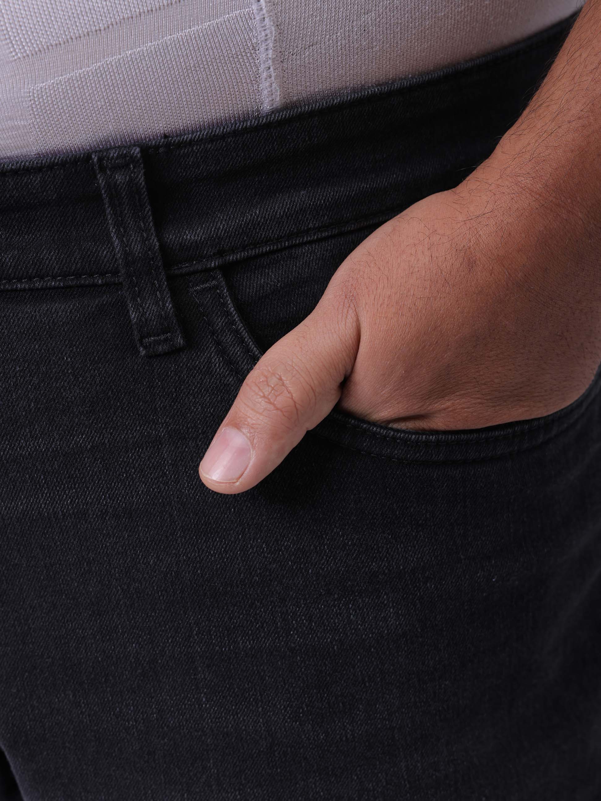 Men's Plus Size Grey Vintage Straight Fit Solid Jeans - Image 7