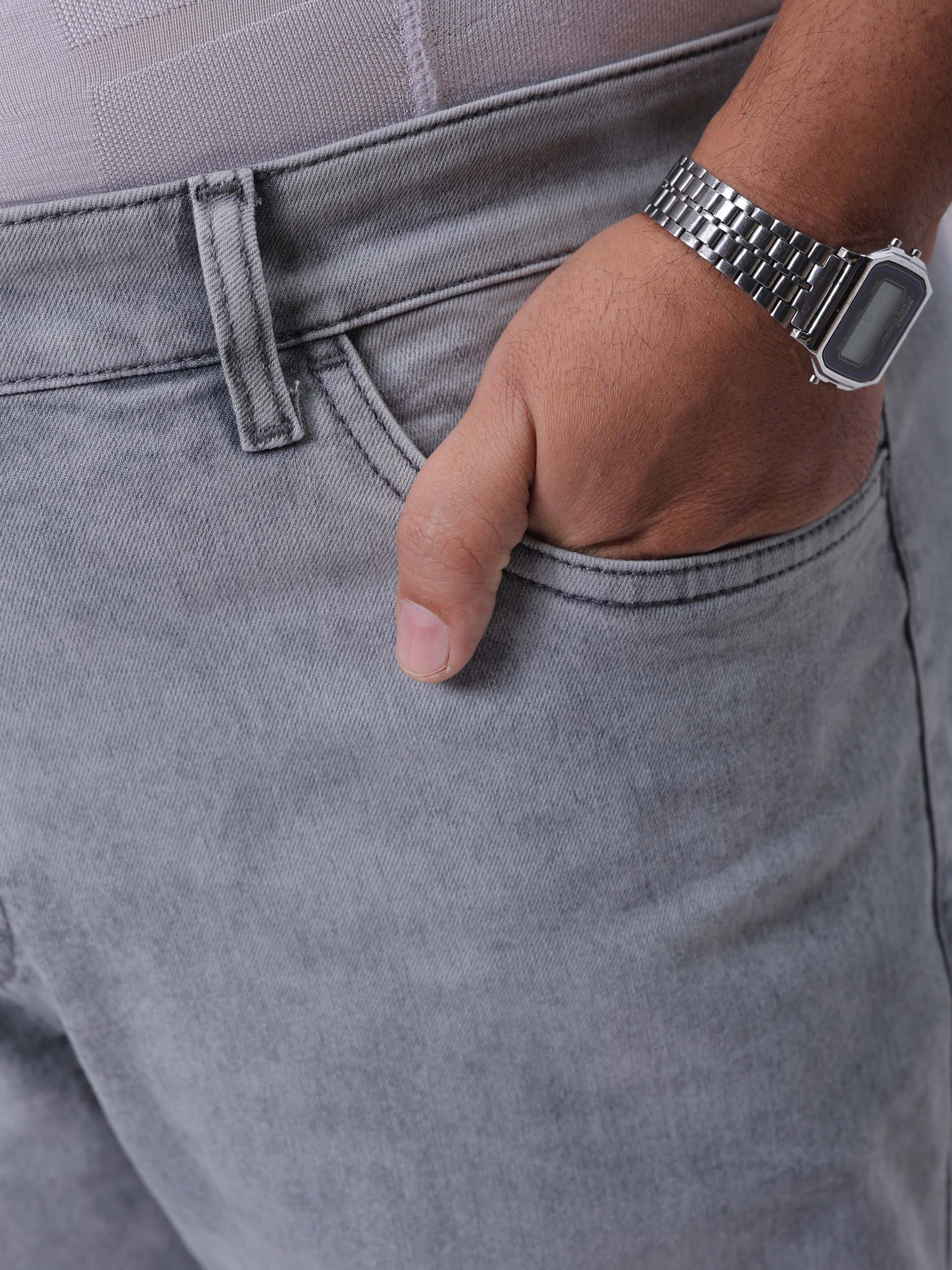 Men's Plus Size Grey Vintage Straight Fit Solid Jeans - Image 7