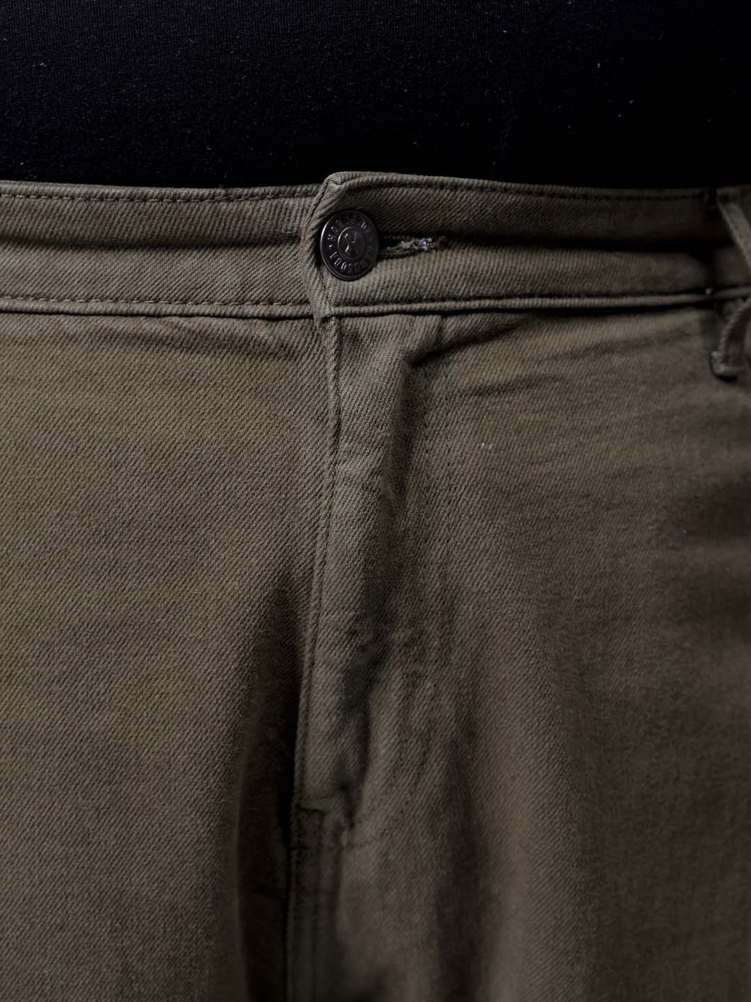 Men's Olive Baggy Fit Casual Jeans - Image 6