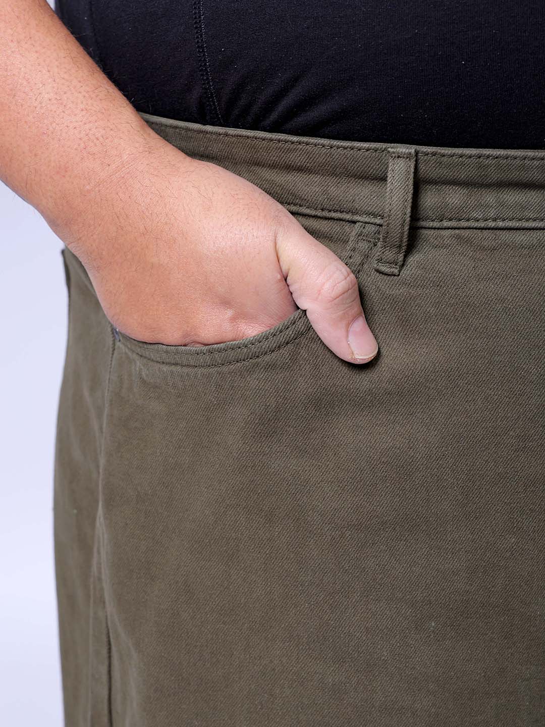 Men's Olive Baggy Fit Casual Jeans - Image 7