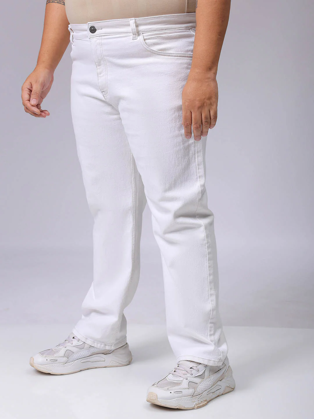 Men's Plus Size Straight Fit Solid Jeans - Image 3