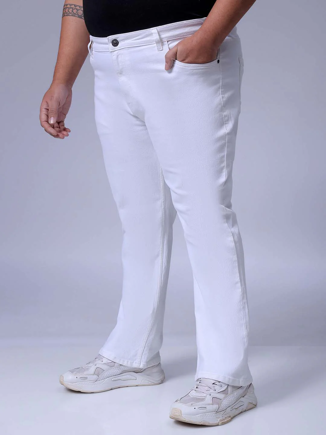 Men's White Bootcut Fit Casual Jeans - Image 2