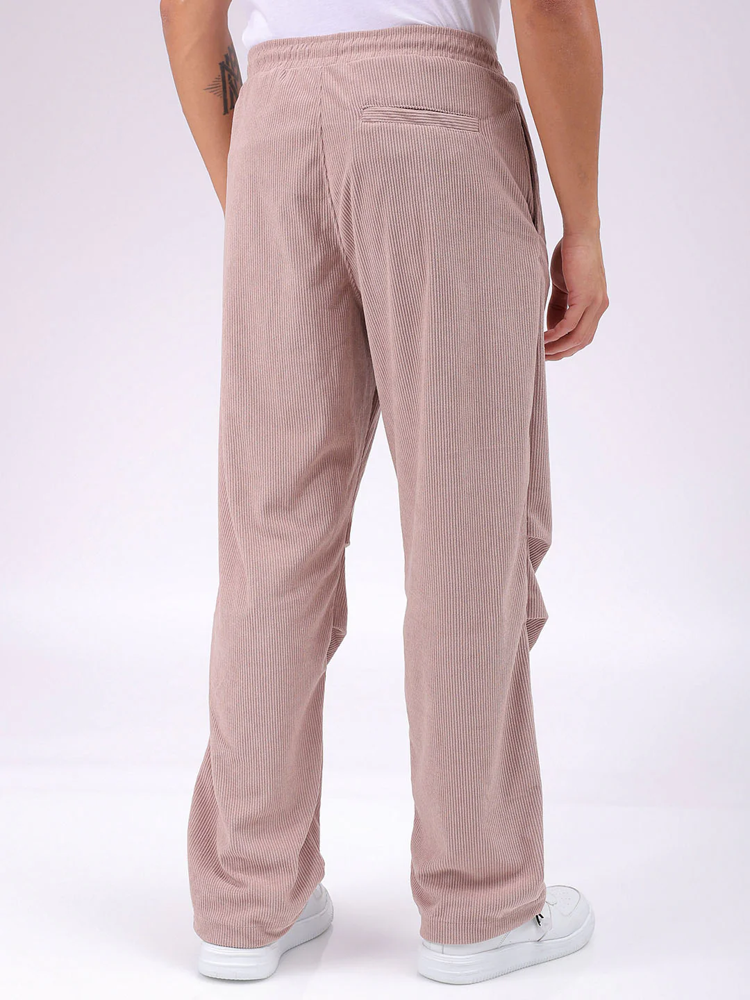 Men's Light Mauve Baggy Fit Textured Athletic  Jogger - Image 3