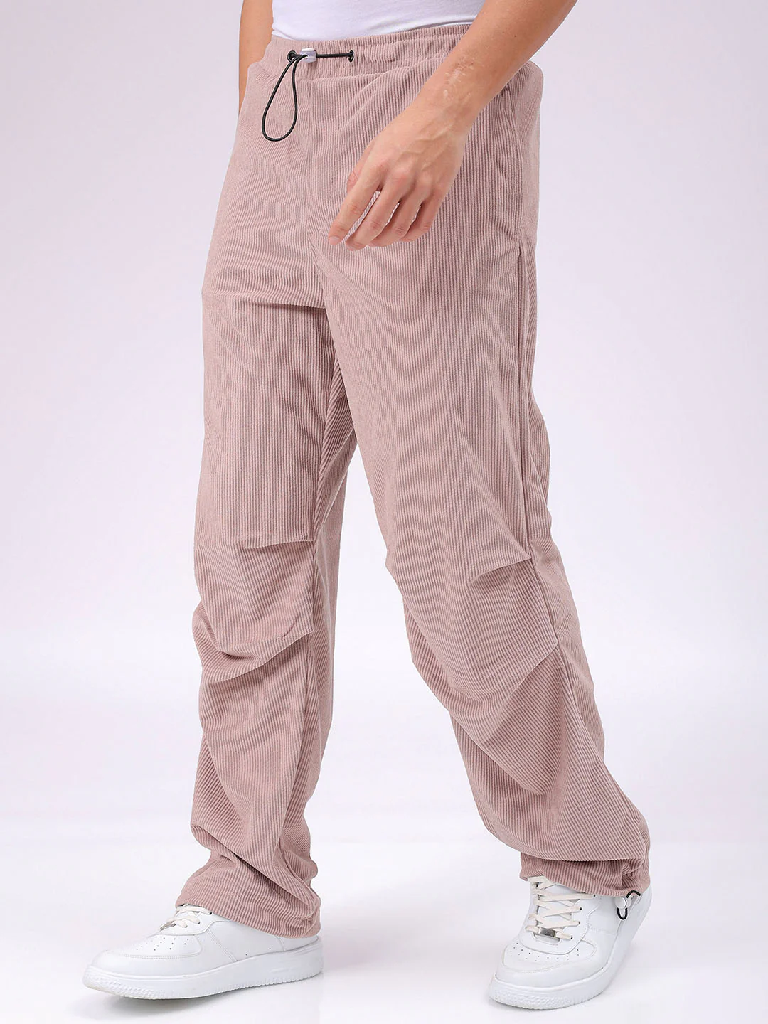 Men's Light Mauve Baggy Fit Textured Athletic  Jogger - Image 4