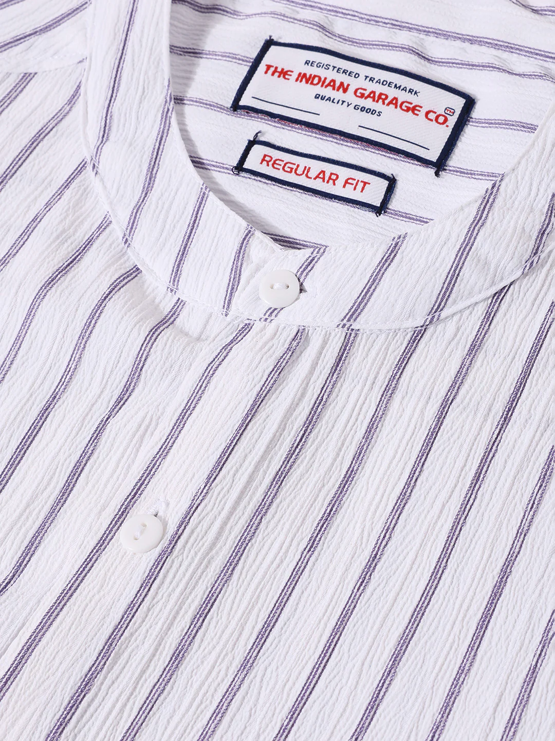 Men's Purple Regular Fit Striped Casual Shirt - Image 3