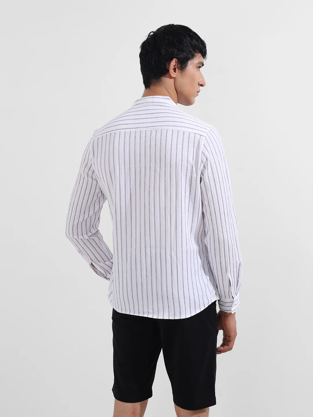 Men's Purple Regular Fit Striped Casual Shirt - Image 7
