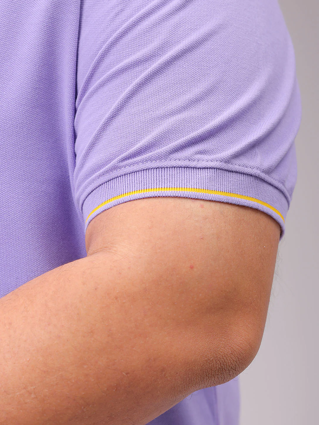 Men's Purple Regular Fit Solid Polo Plus Size T-shirt - Image 7