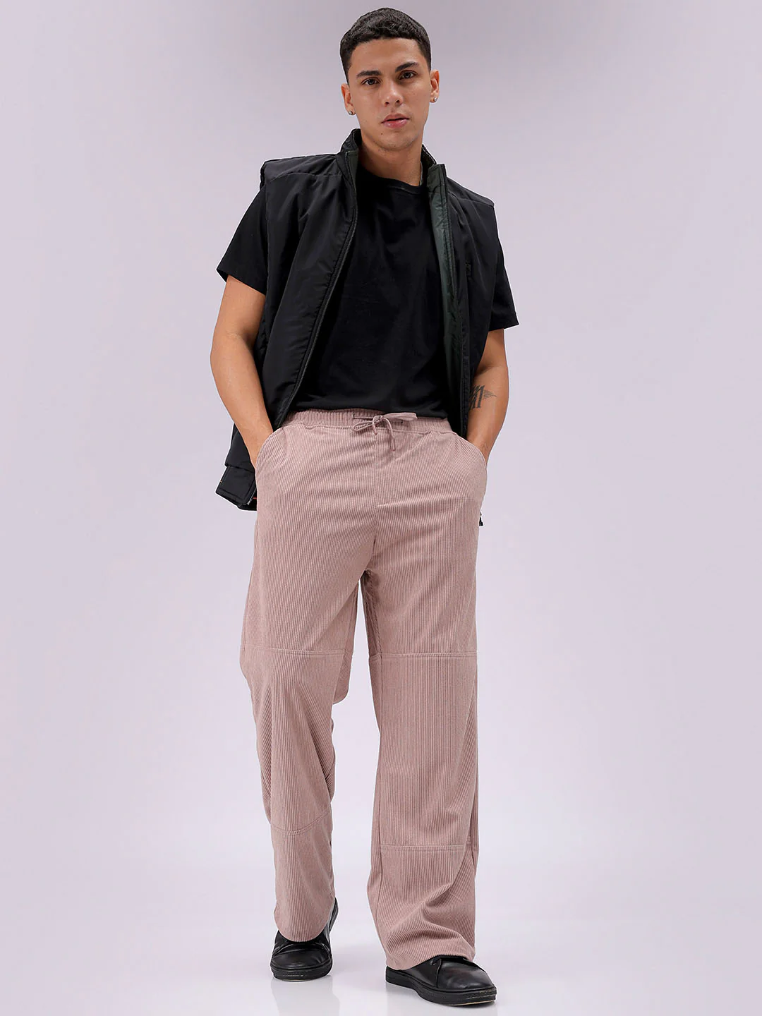 Men's Light Mauve Relaxed Fit Solid Athletic  Jogger - Image 2