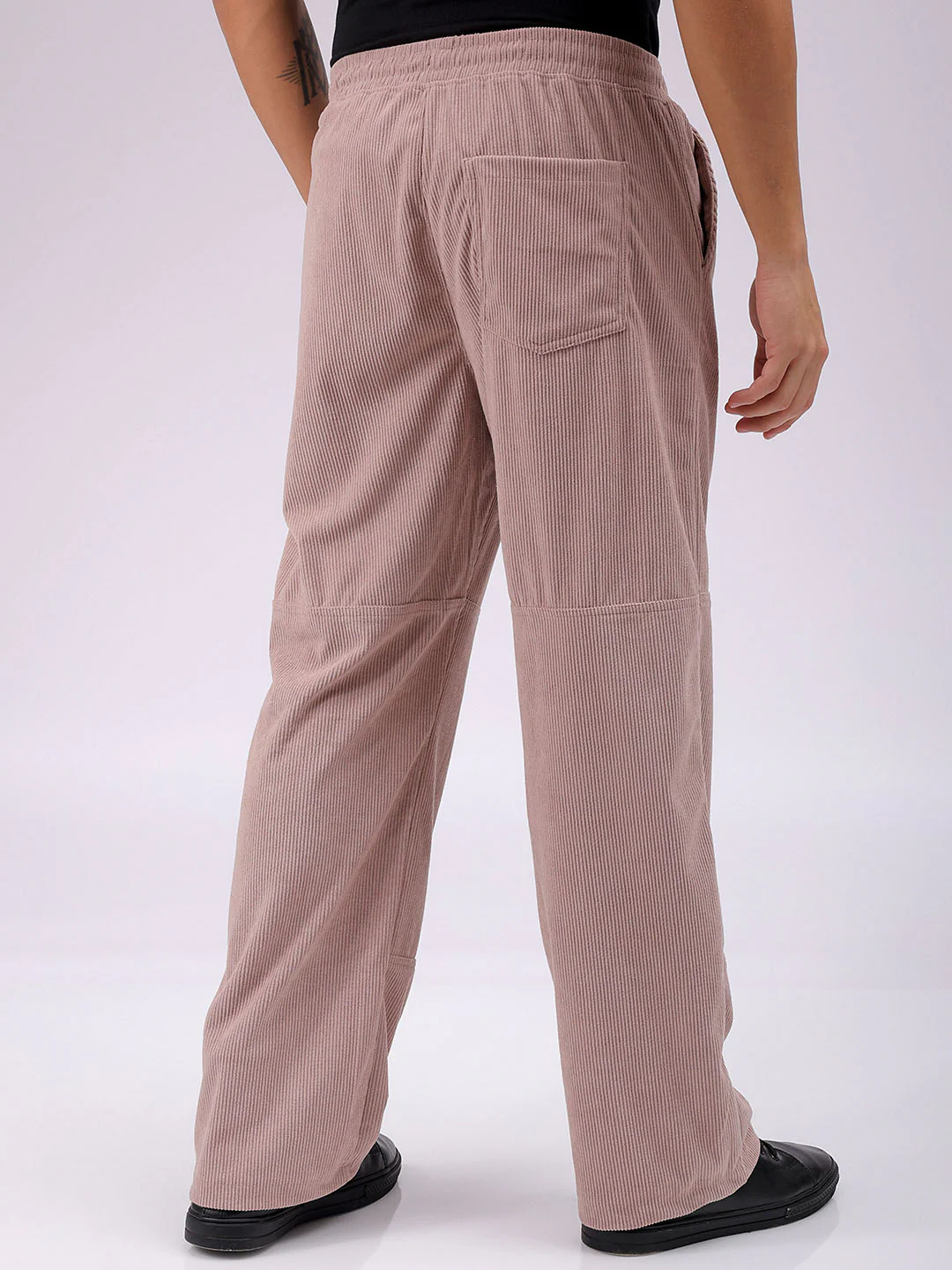 Men's Light Mauve Relaxed Fit Solid Athletic  Jogger - Image 3