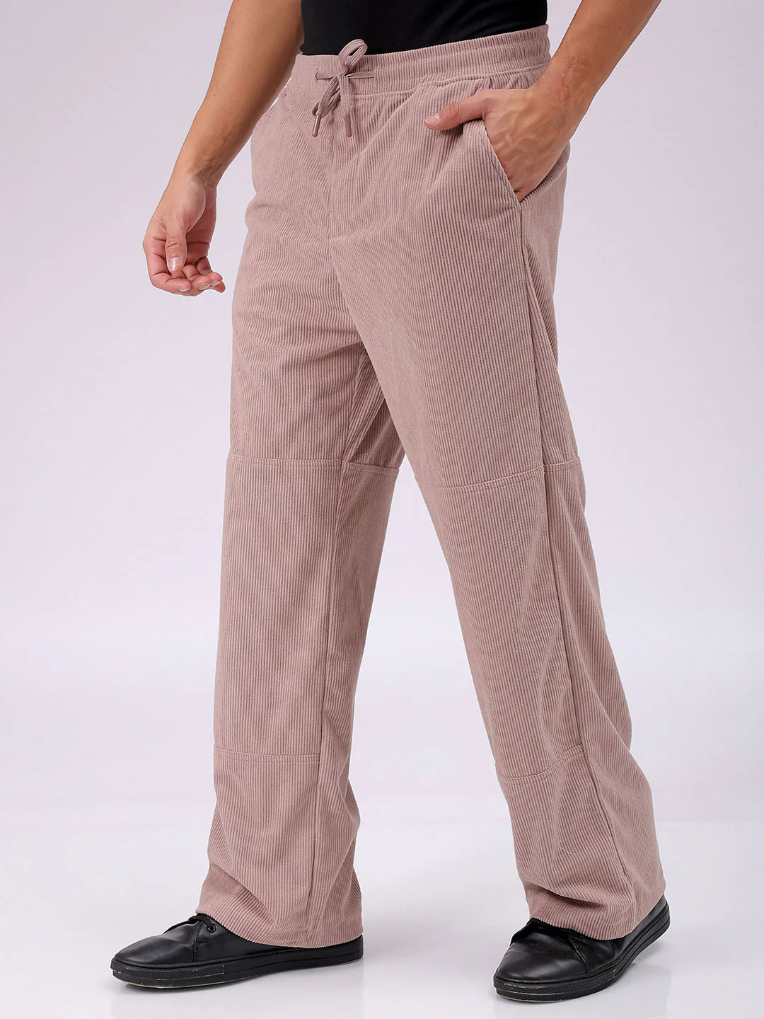 Men's Light Mauve Relaxed Fit Solid Athletic  Jogger - Image 5