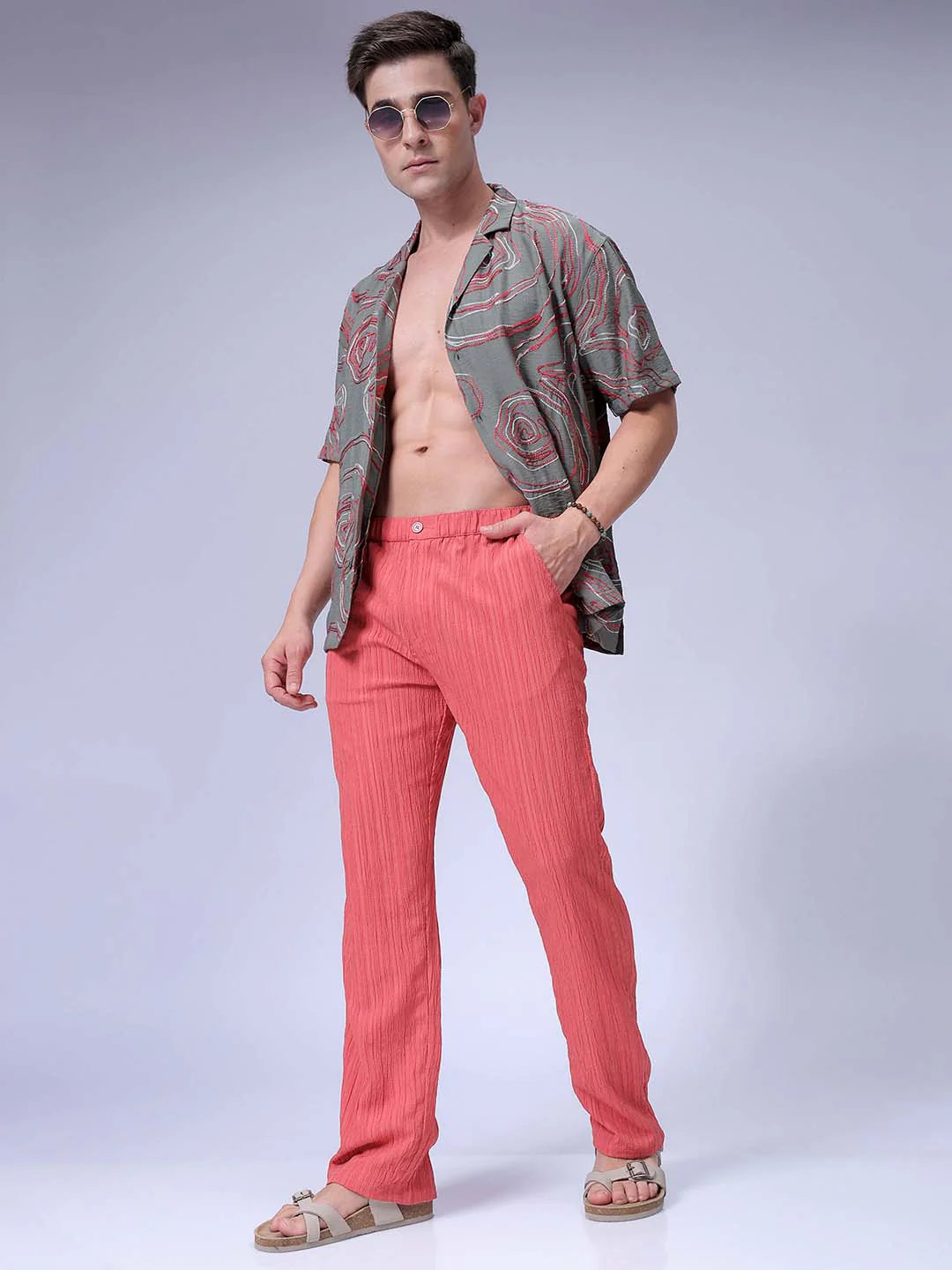 Men's Astro Dust Loose Fit Textured Resort Wear Trouser - Image 4