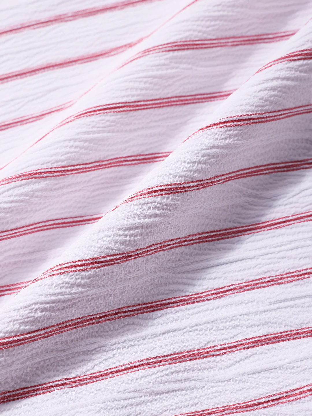 Men's Red Regular Fit Striped Casual Shirt - Image 7