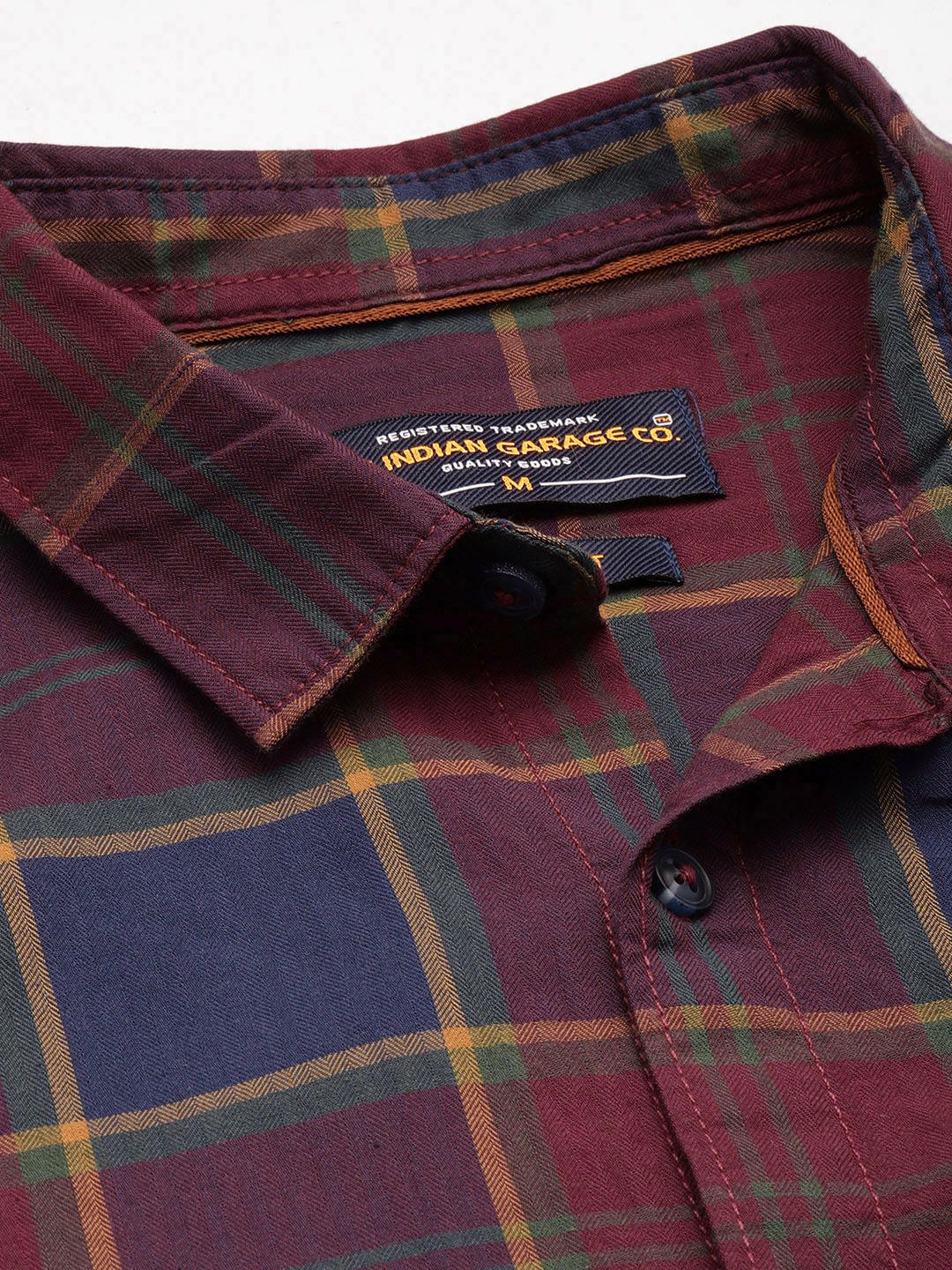 Men's Red Slim Fit Checked Casual Shirt - Image 4