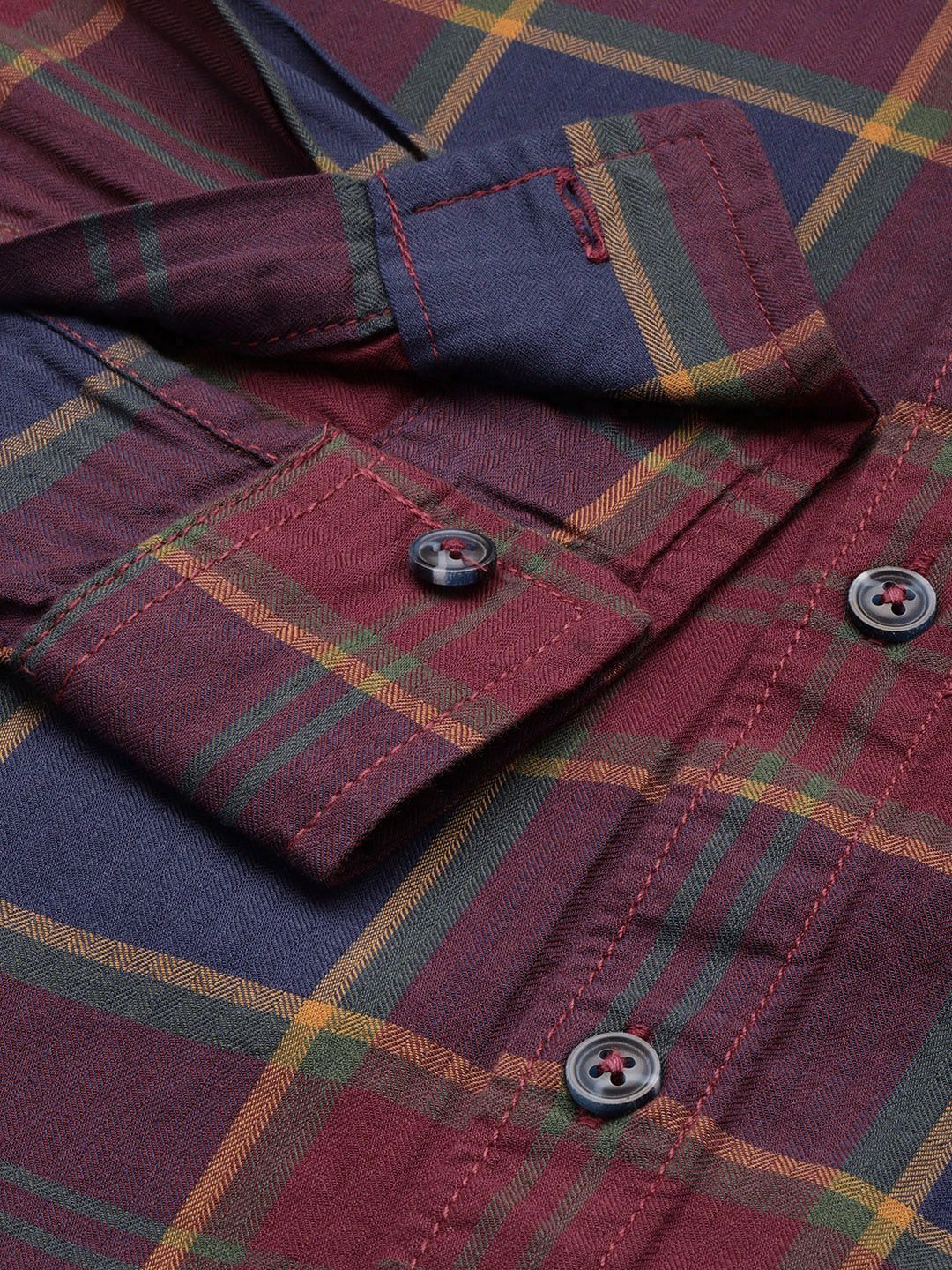 Men's Red Slim Fit Checked Casual Shirt - Image 6