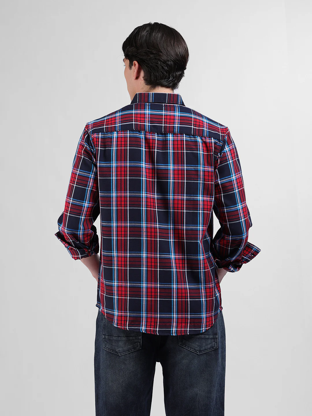 Men's Red Slim Fit Checkered Casual Shirt - Image 5