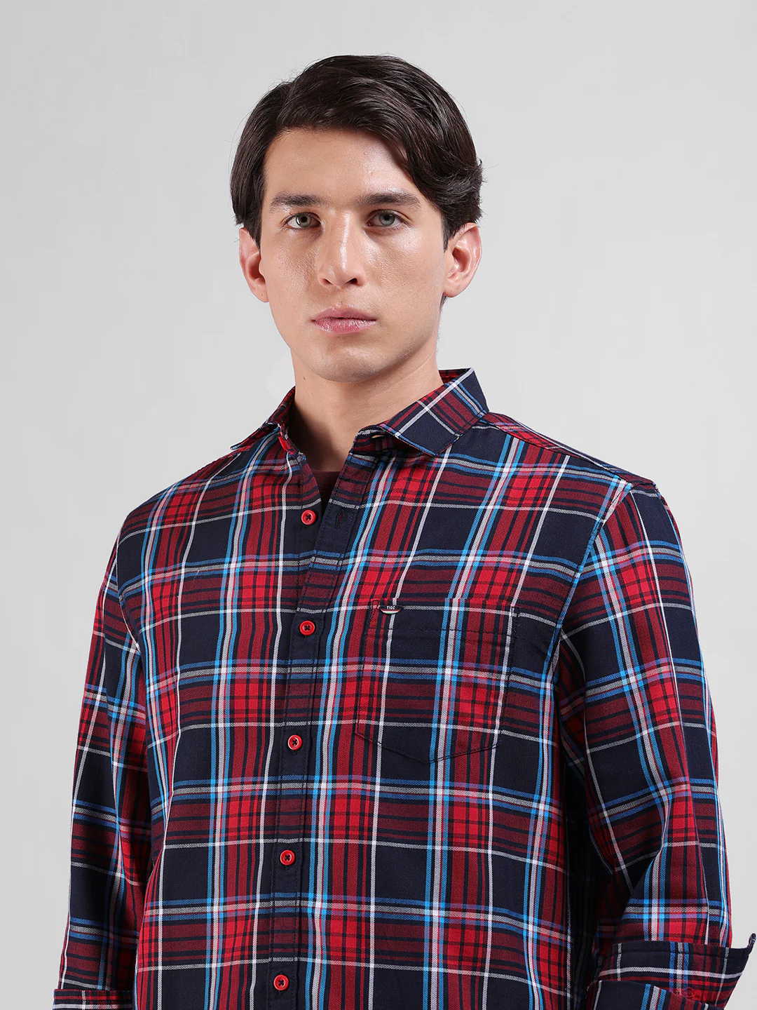 Men's Red Slim Fit Checkered Casual Shirt - Image 6