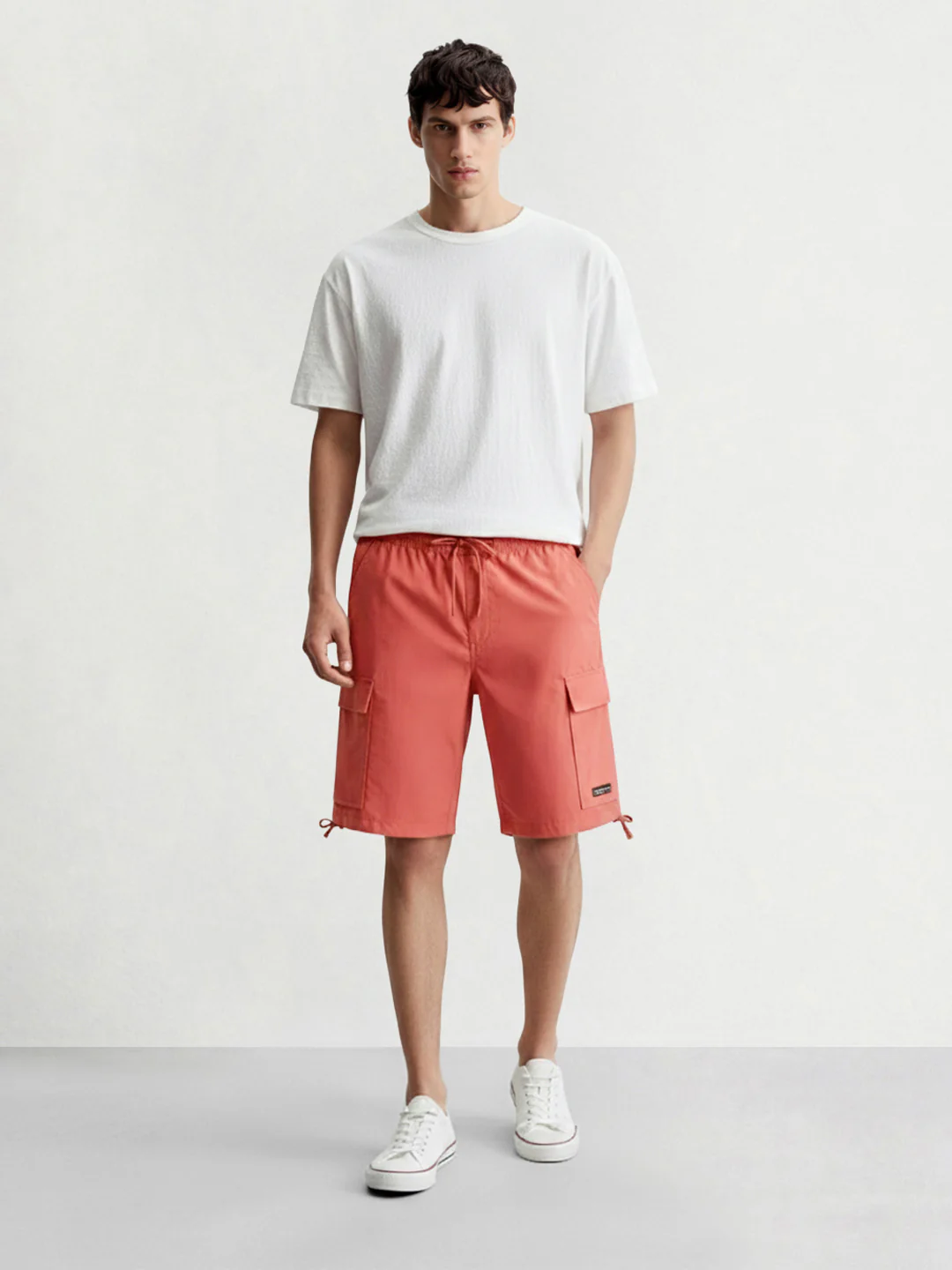 Men's Maroon Relaxed Fit Utility Shorts - Image 3