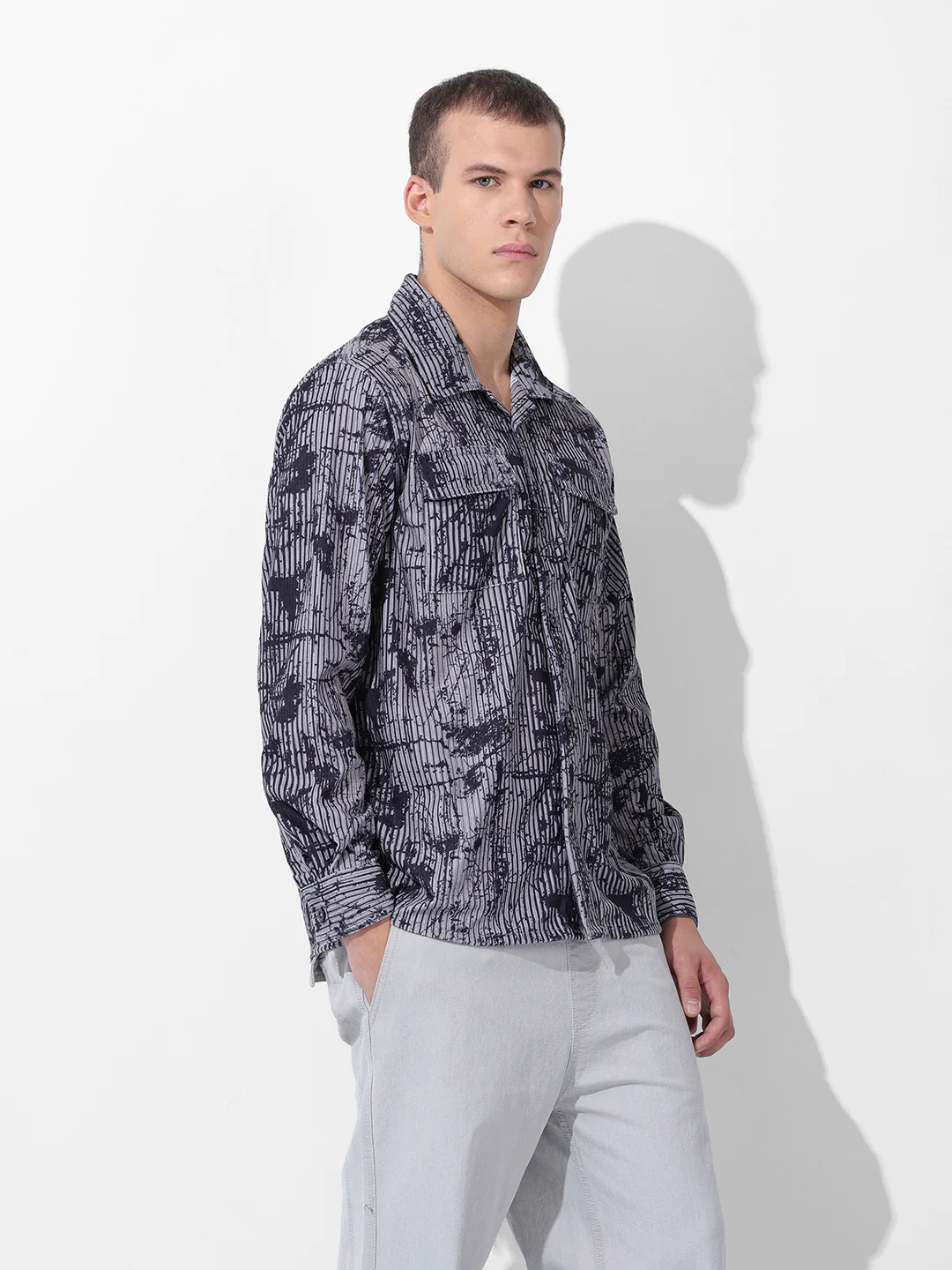 Men's Beige Regular Fit Printed Casual Shirt - Image 2