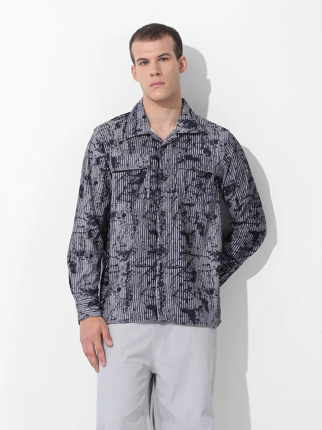 Men's Beige Regular Fit Printed Casual Shirt - Image 6