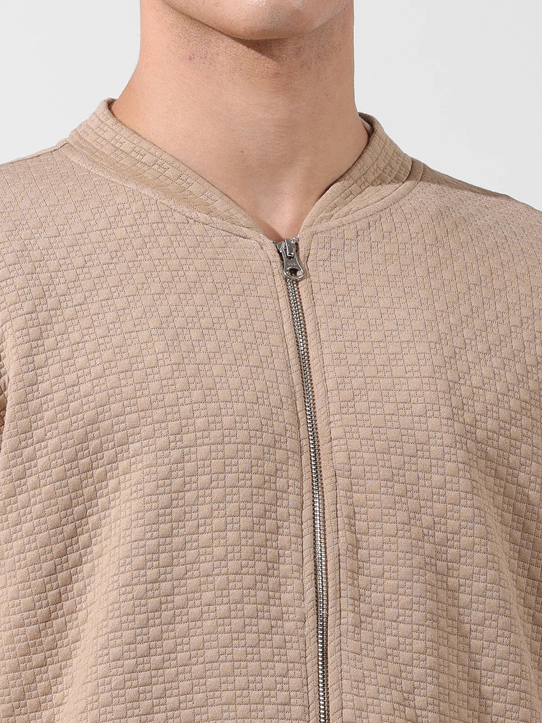 Men's Beige Regular Fit Textured Casual Sweatshirts - Image 7