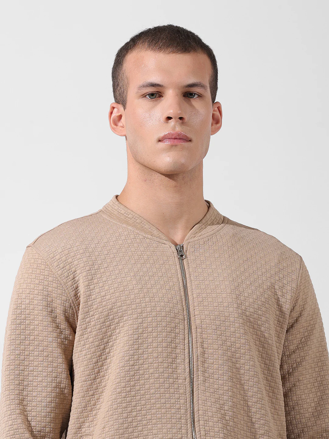 Men's Beige Regular Fit Textured Casual Sweatshirts - Image 8