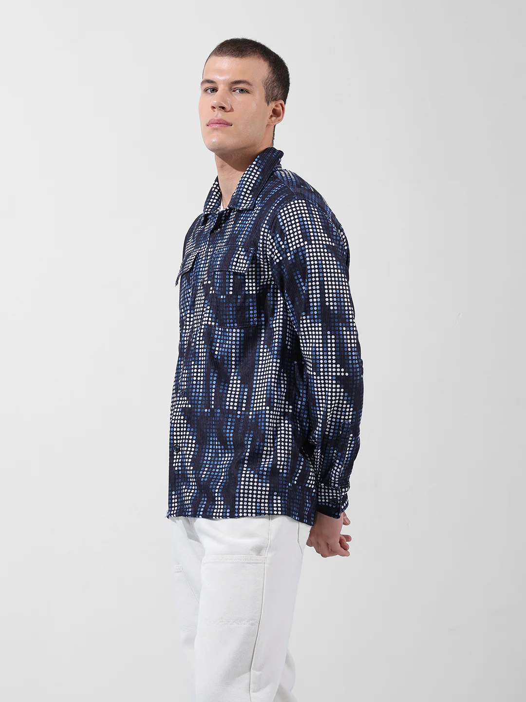 Men's Black Regular Fit Geometric Print Casual Shirt - Image 4
