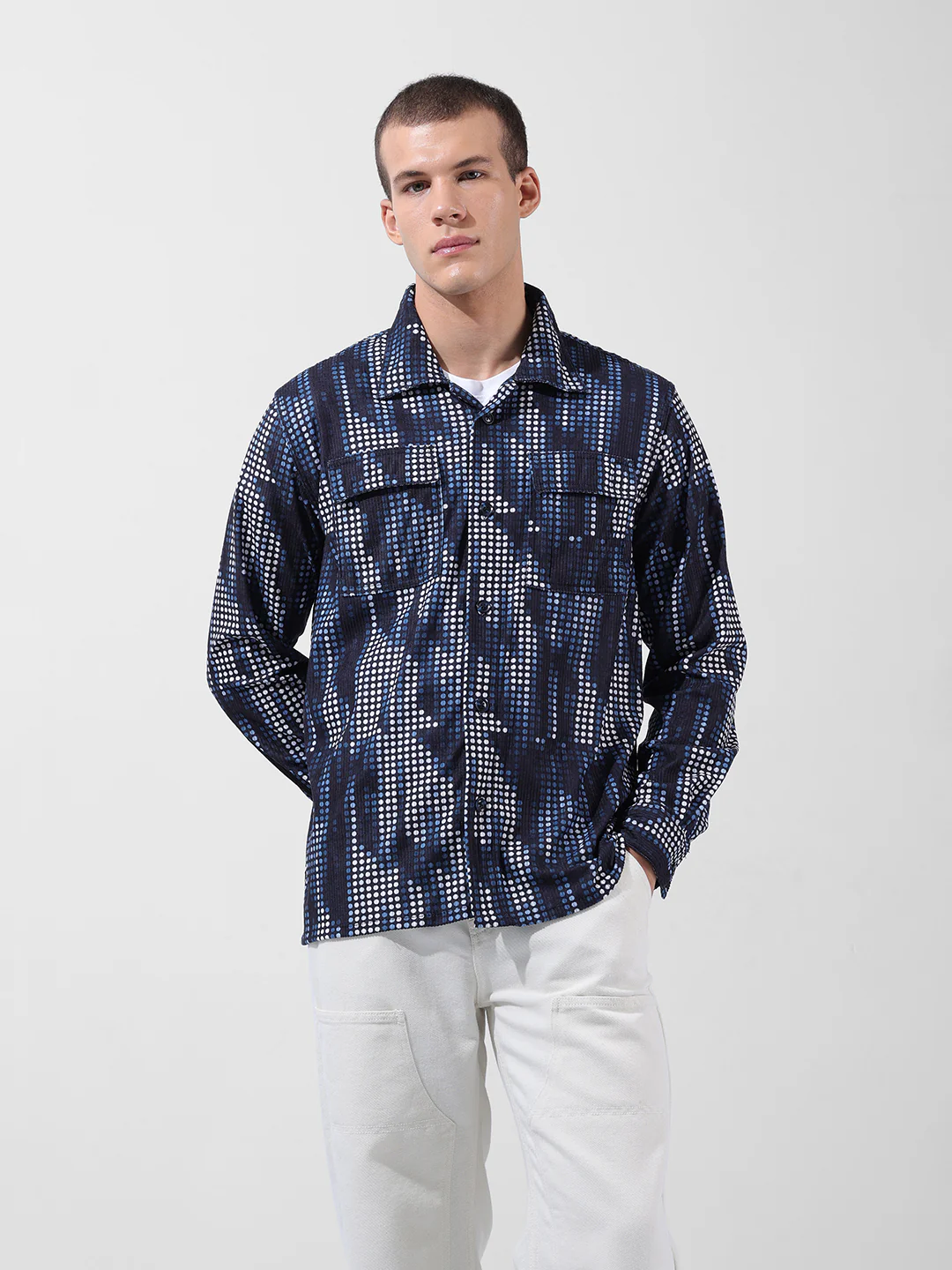 Men's Black Regular Fit Geometric Print Casual Shirt - Image 6