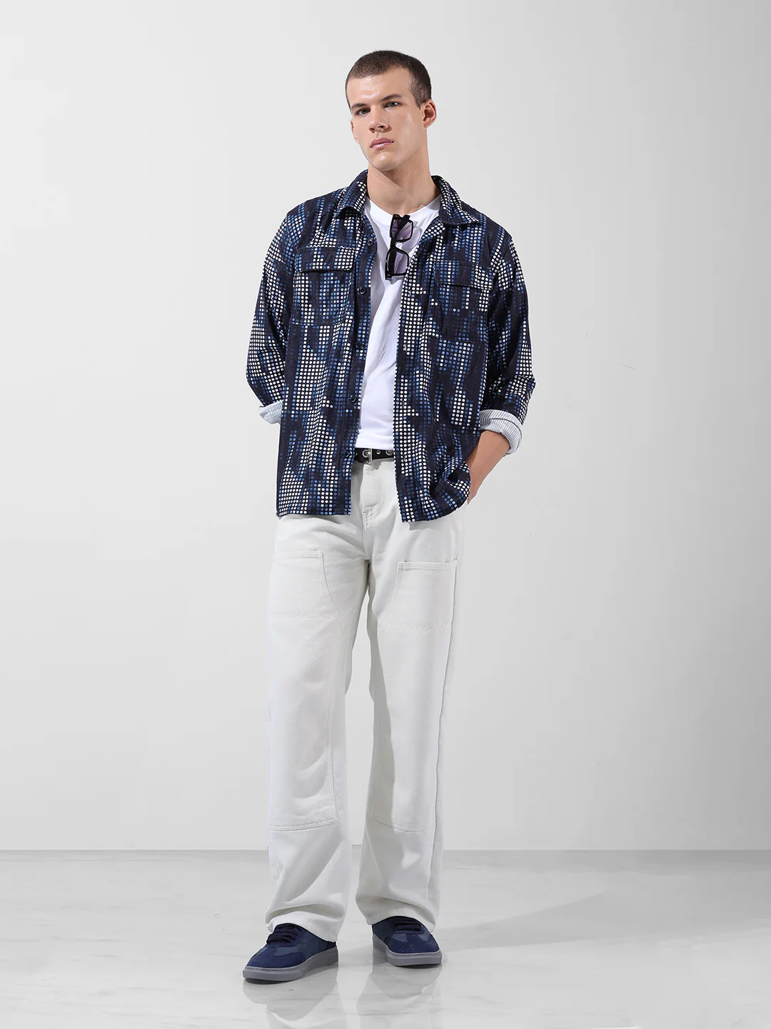 Men's Black Regular Fit Geometric Print Casual Shirt - Image 7