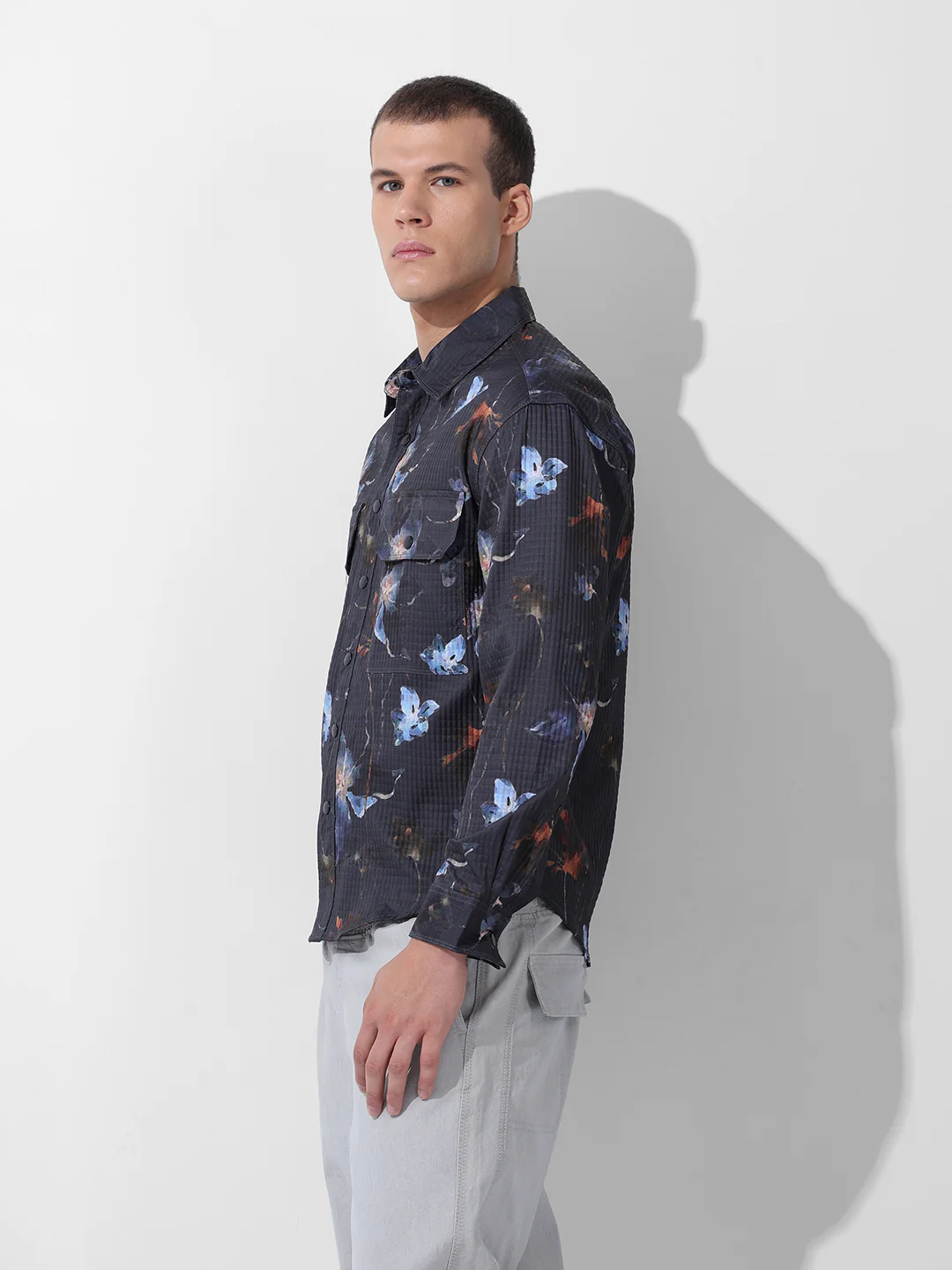 Men's Black Regular Fit Printed Casual Shirt - Image 3