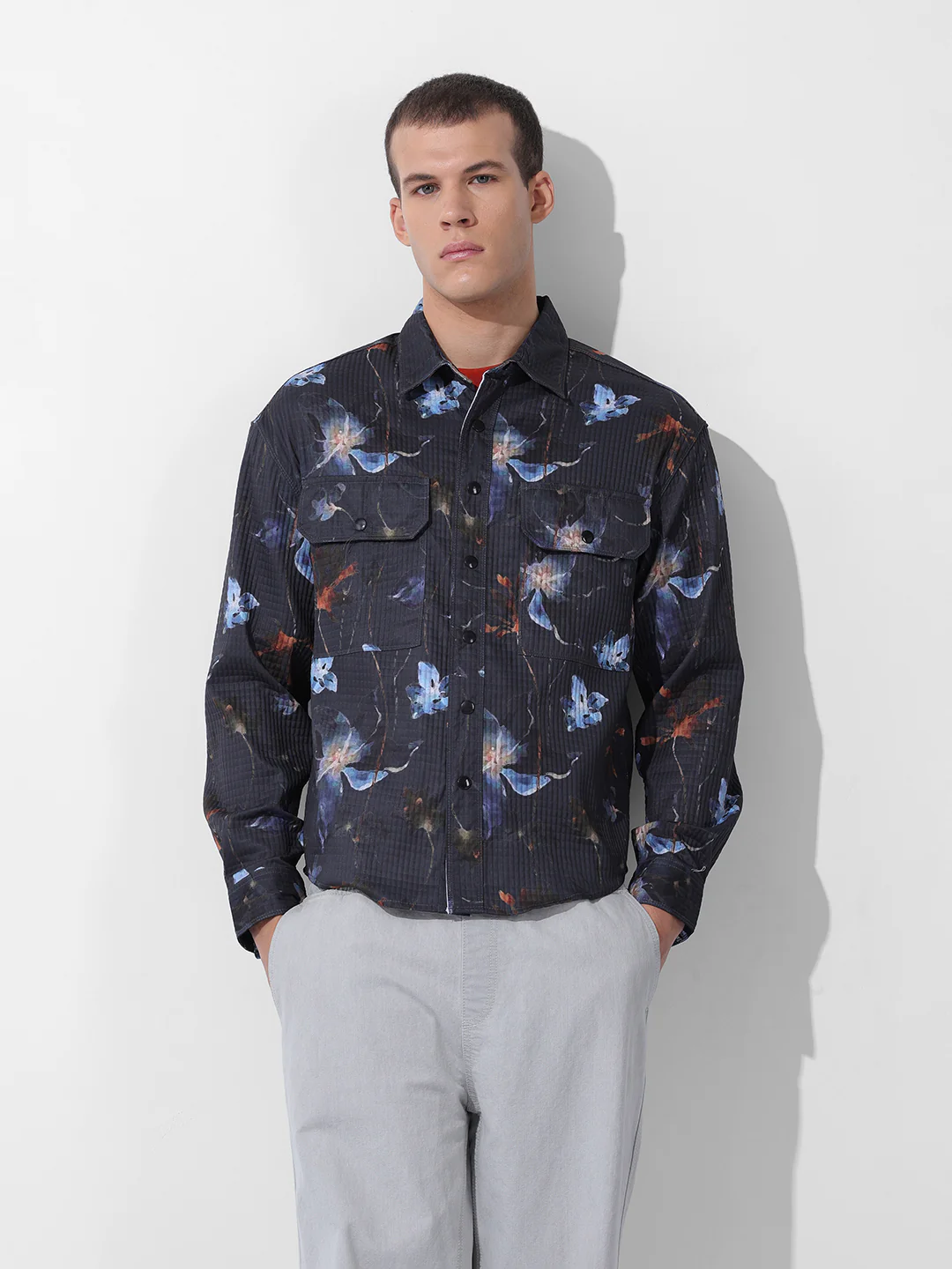 Men's Black Regular Fit Printed Casual Shirt - Image 7