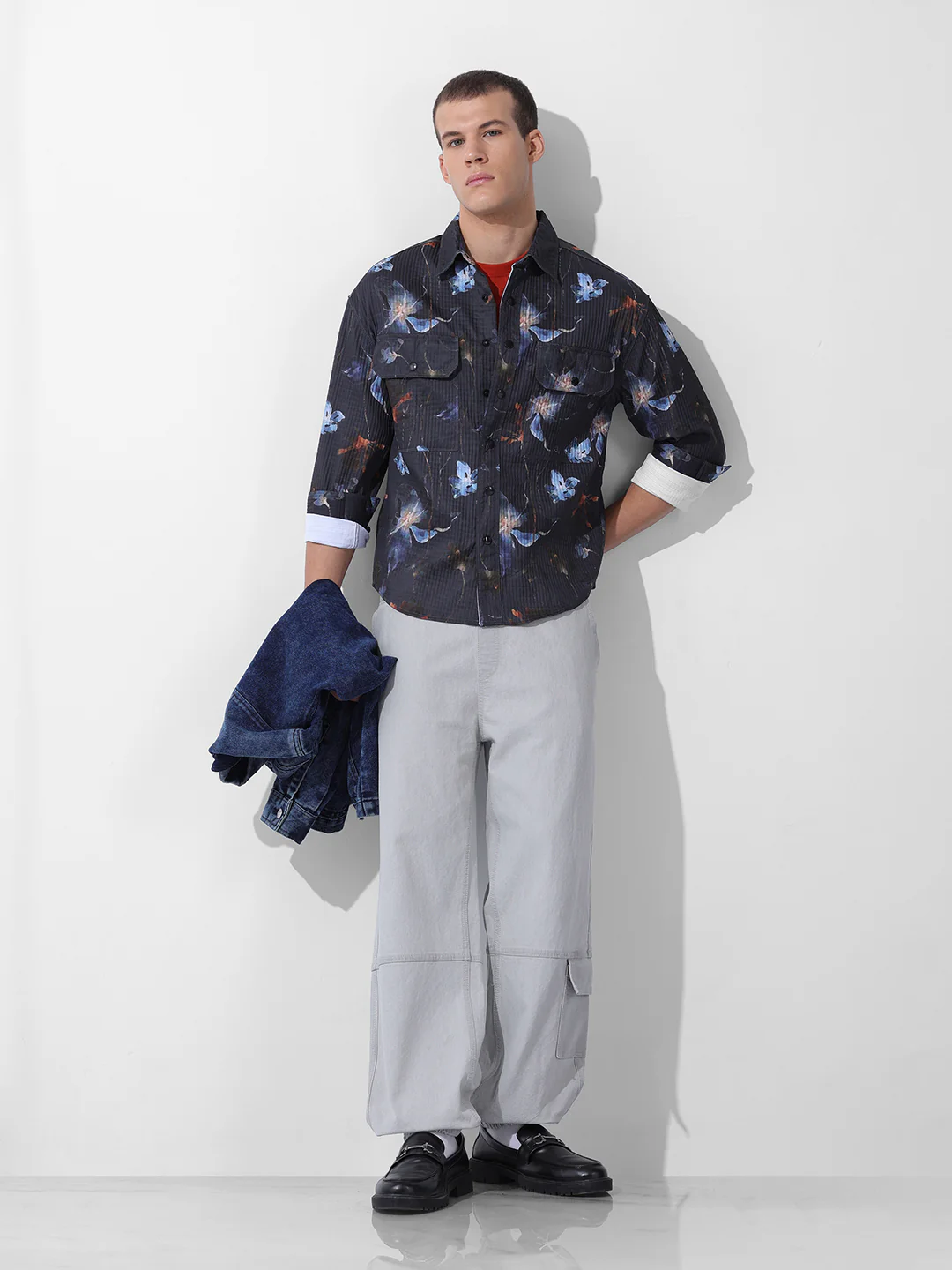 Men's Black Regular Fit Printed Casual Shirt - Image 8