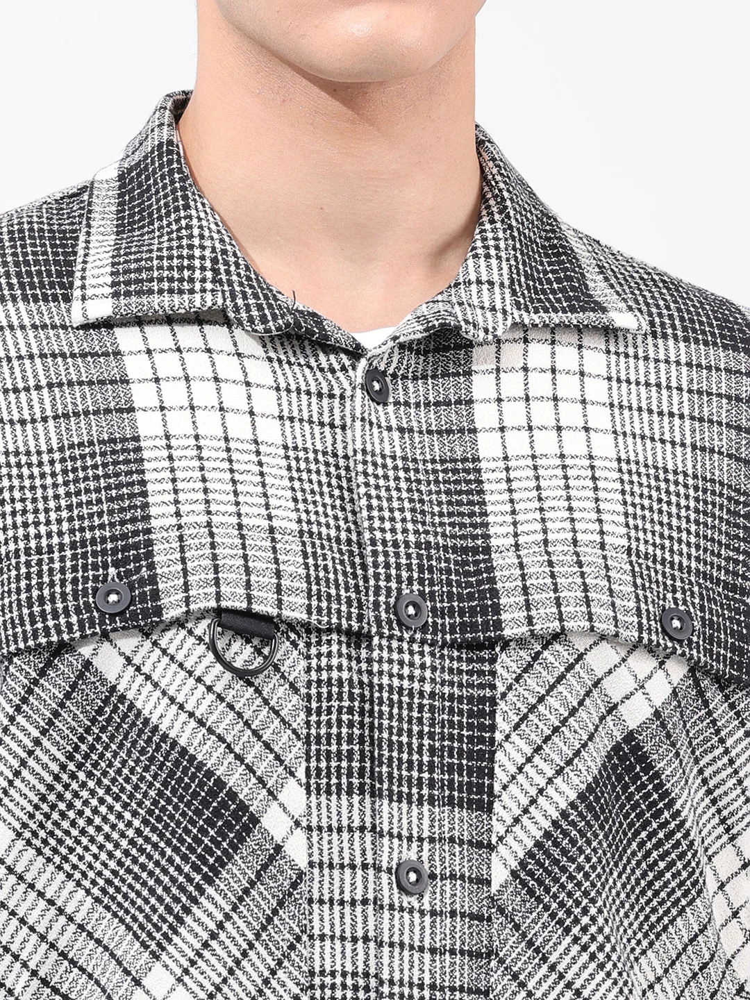 Men's Black Regular Fit Checkered Casual Shirt - Image 3