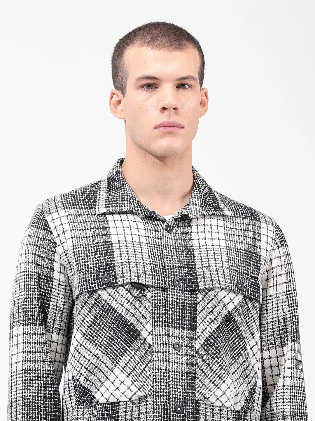 Men's Black Regular Fit Checkered Casual Shirt - Image 6