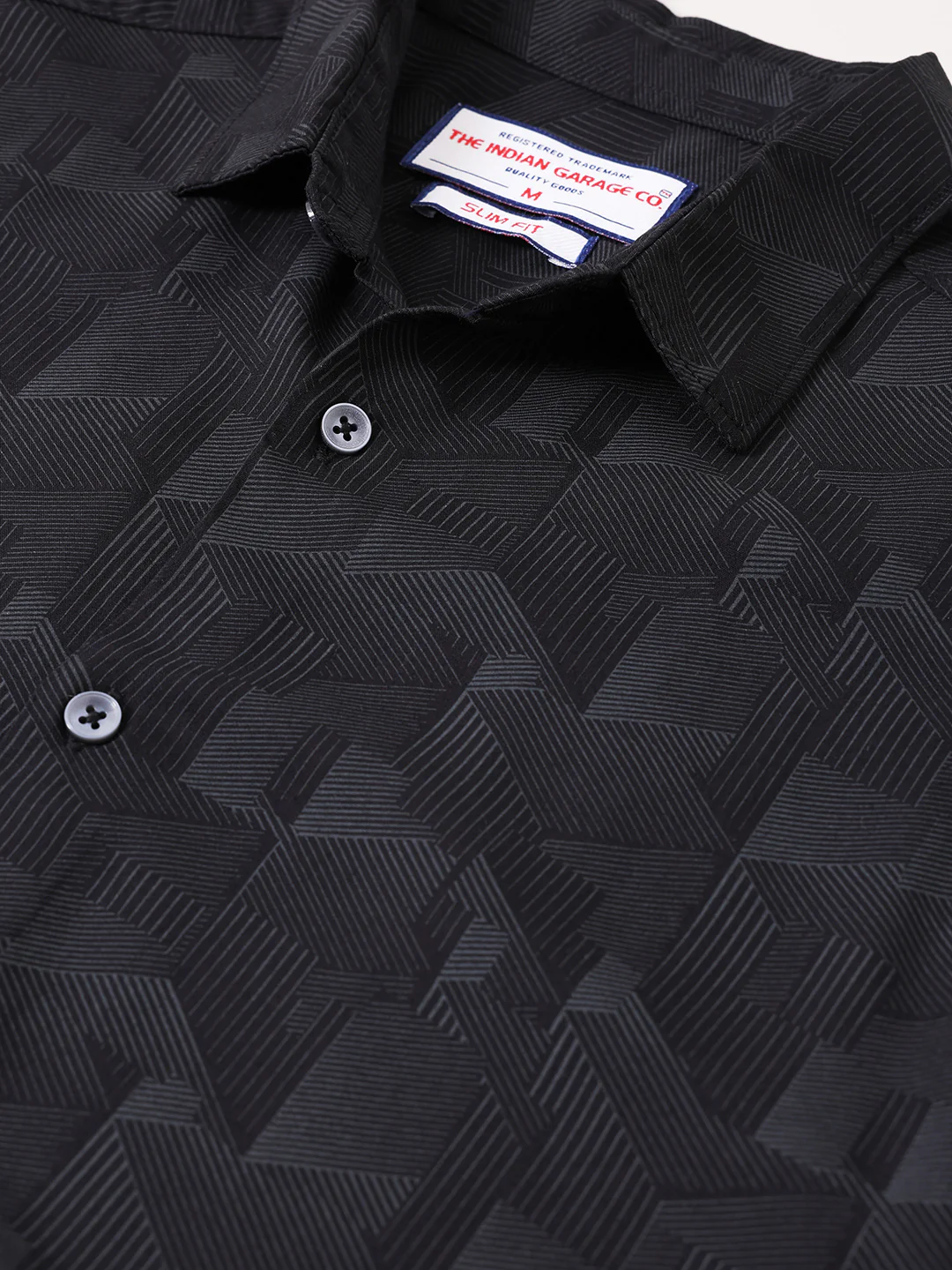 Men's Black Regular Fit Printed Print Shirt - Image 3